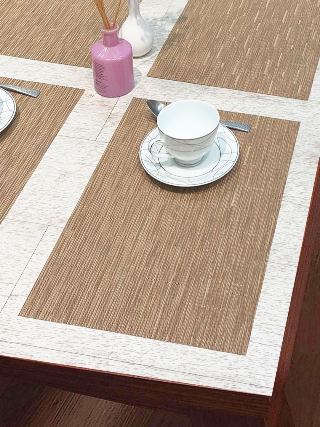 

BIANCA Alpine Brown 6 Pieces Striped Rectangular Table Placemats