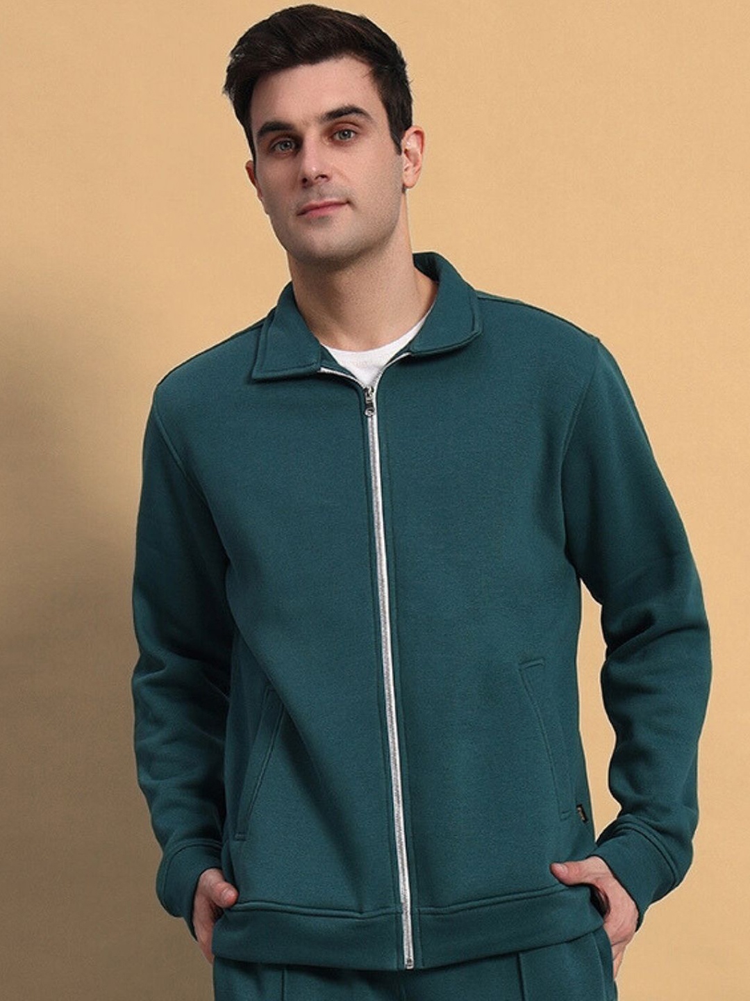 

WEARDUDS Men Woollen Sporty Jacket, Green