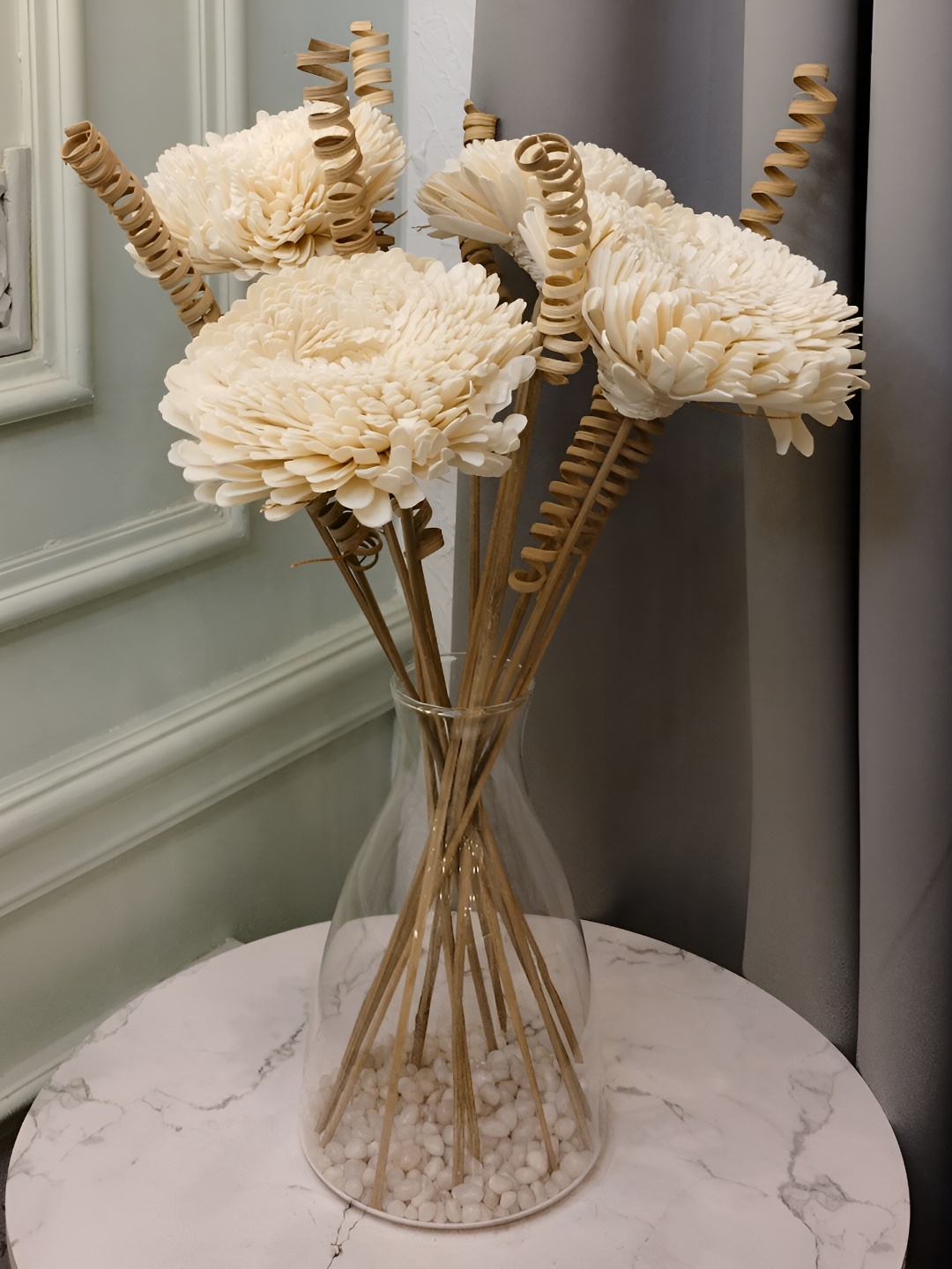 

Myntra Elegant Homes Beige 1 Bunch Dahlia Palm Artificial Flower