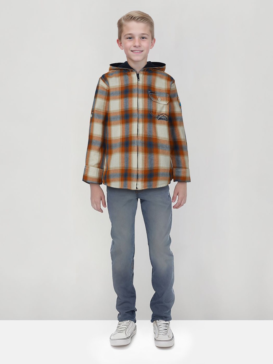 

Gini and Jony Boys Standard Tartan Checks Opaque Checked Casual Shirt, Orange