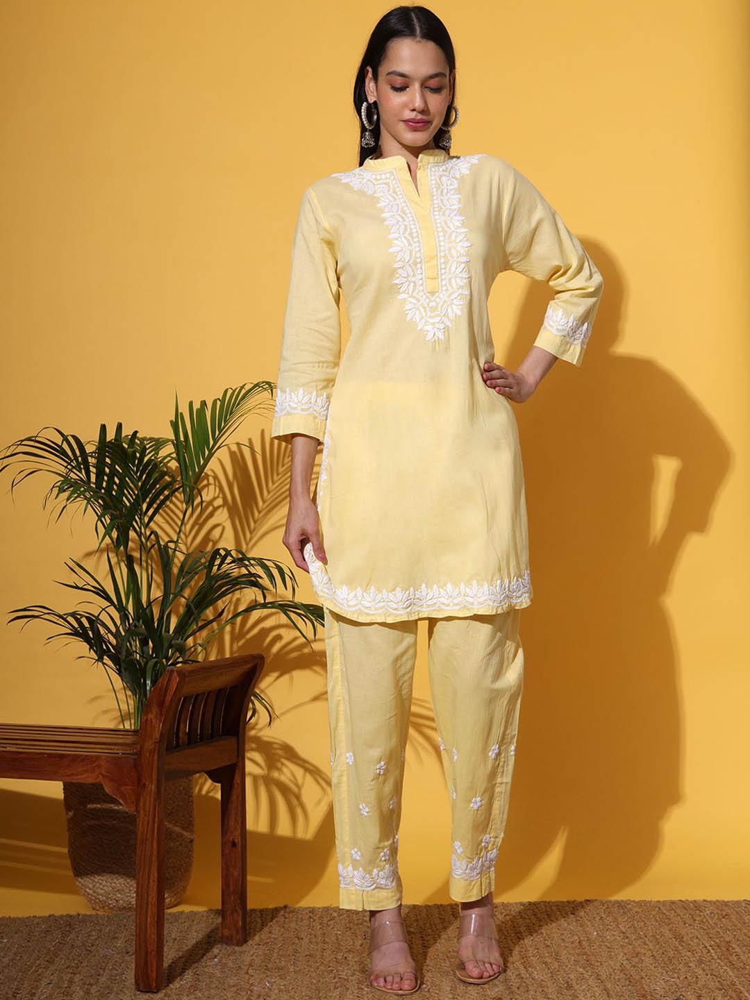 

The Chikan Label Women Co-Ords, Yellow