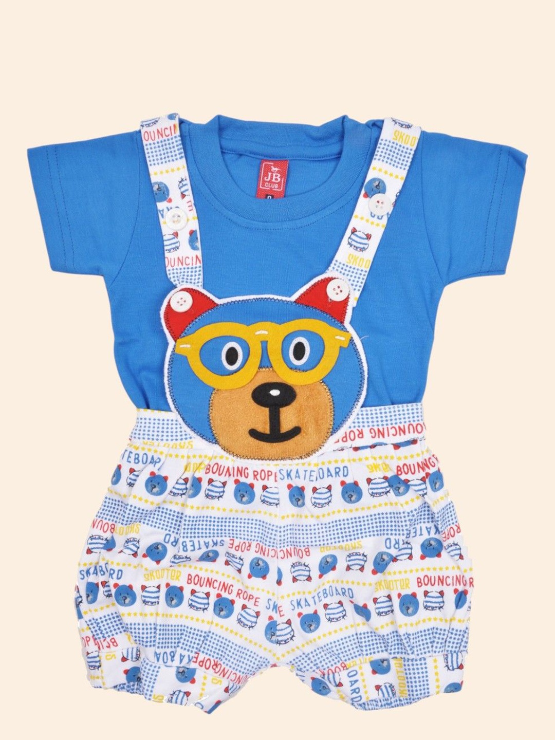 

Yellow Bee Infant Boys Printed Dungaree With T-Shirt, Blue