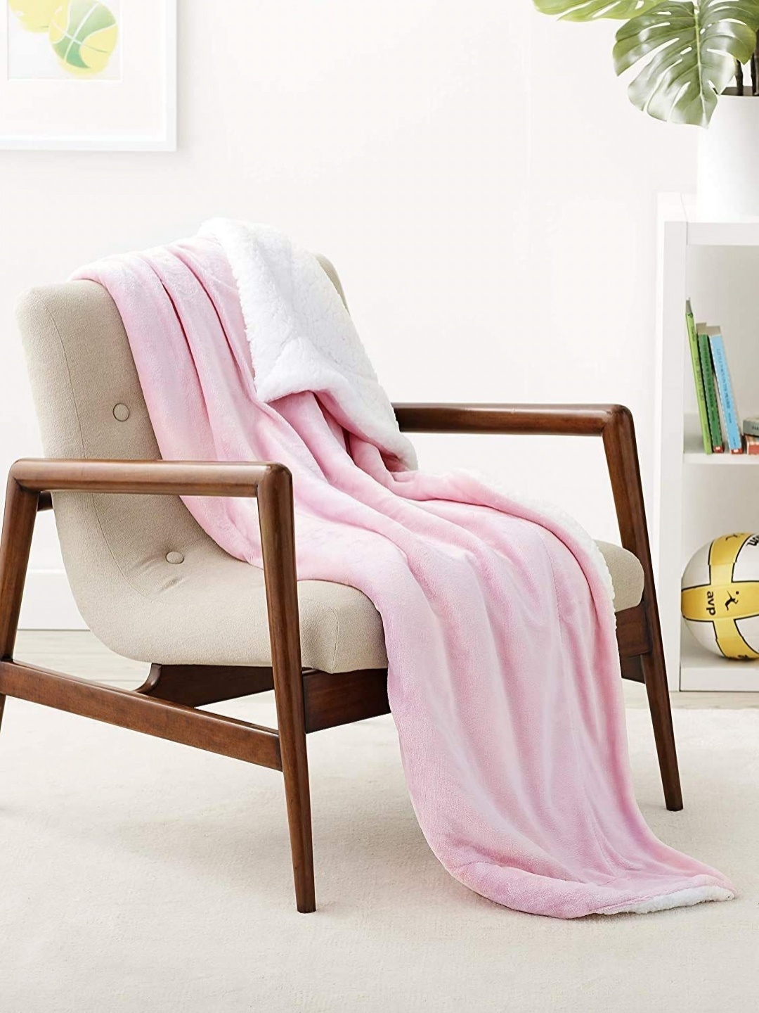 

bsb home Pink & White Fleece Heavy Winter 500 GSM Single Bed Blanket