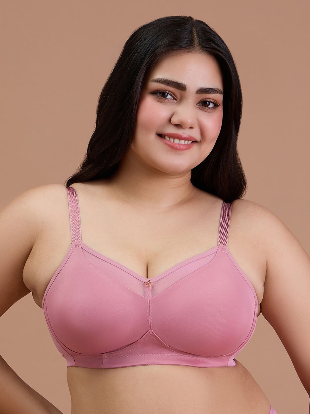 

Nykd Women Plus Size Medium Coverage Seamless Minimizer Bra, Pink