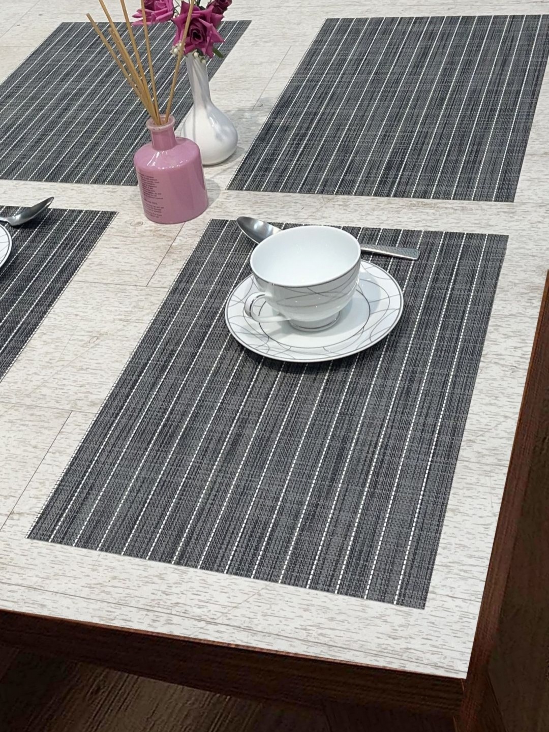 

BIANCA Alpine 6Pcs Grey & White Striped Table Placemats