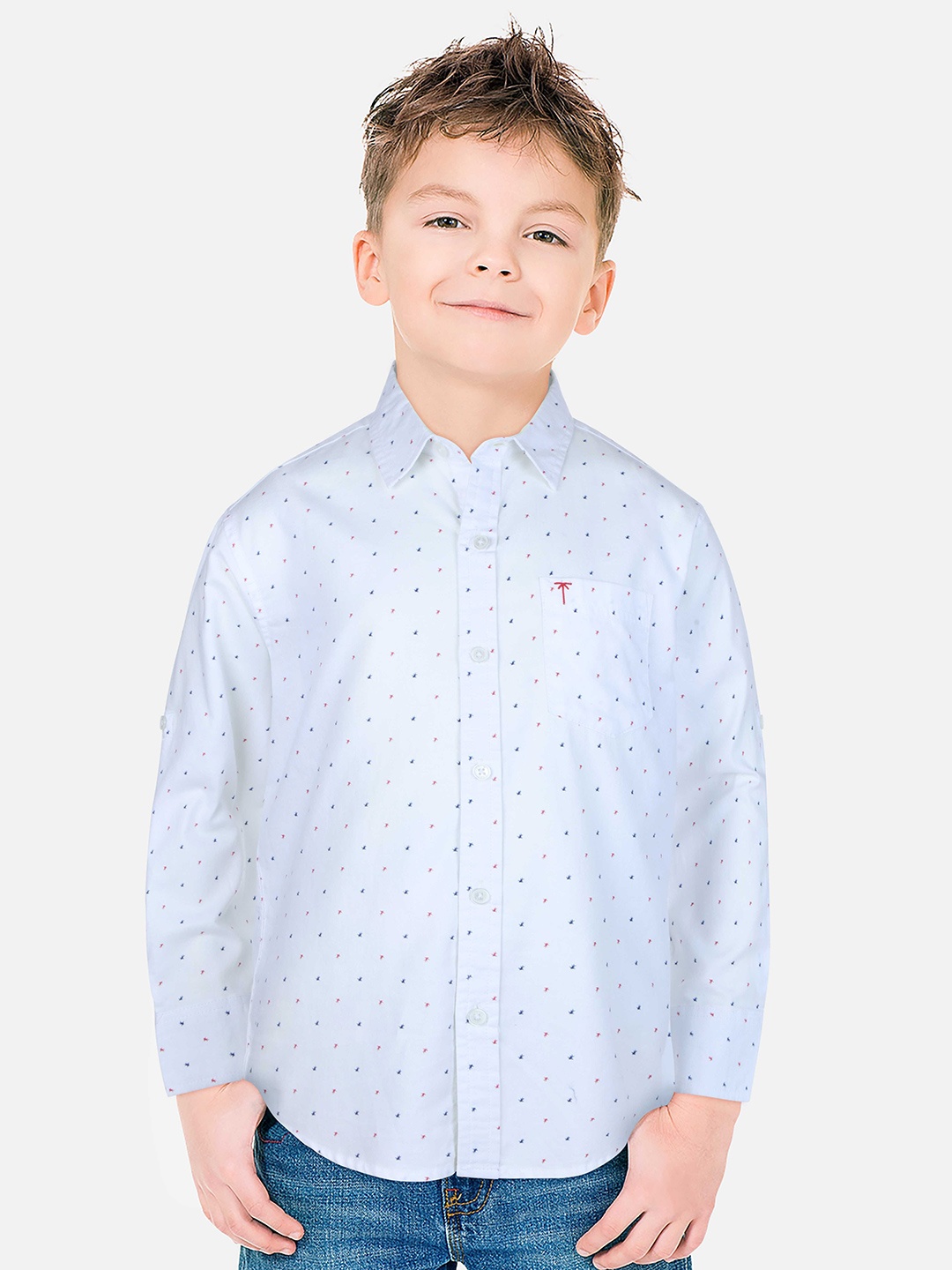 

Palm Tree Boys Standard Opaque Printed Casual Shirt, White