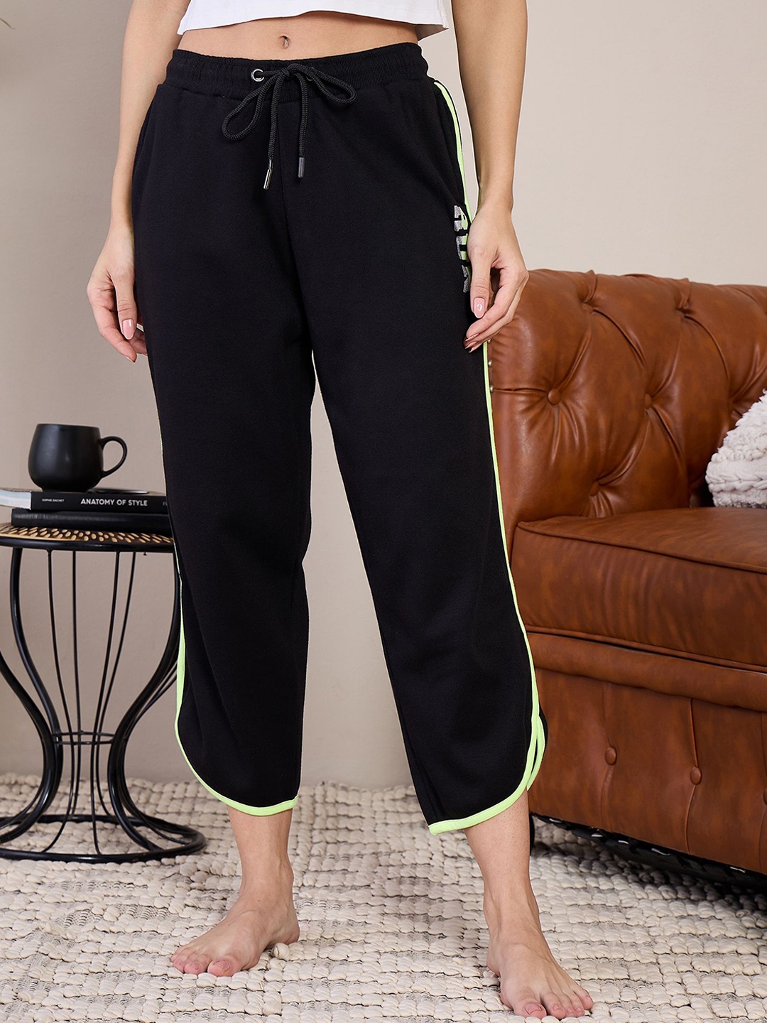 

July Women Fleece Mid-Rise Lounge Pants, Black