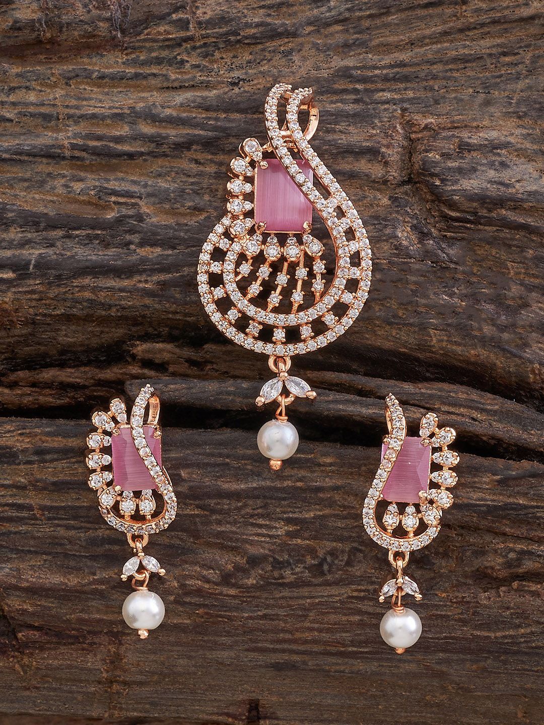 

Kushal's Fashion Jewellery Rose Gold-Plated Zircon Jewellery Set