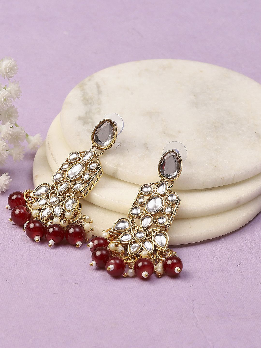 

Rangriti Contemporary Jhumkas Earrings, Red