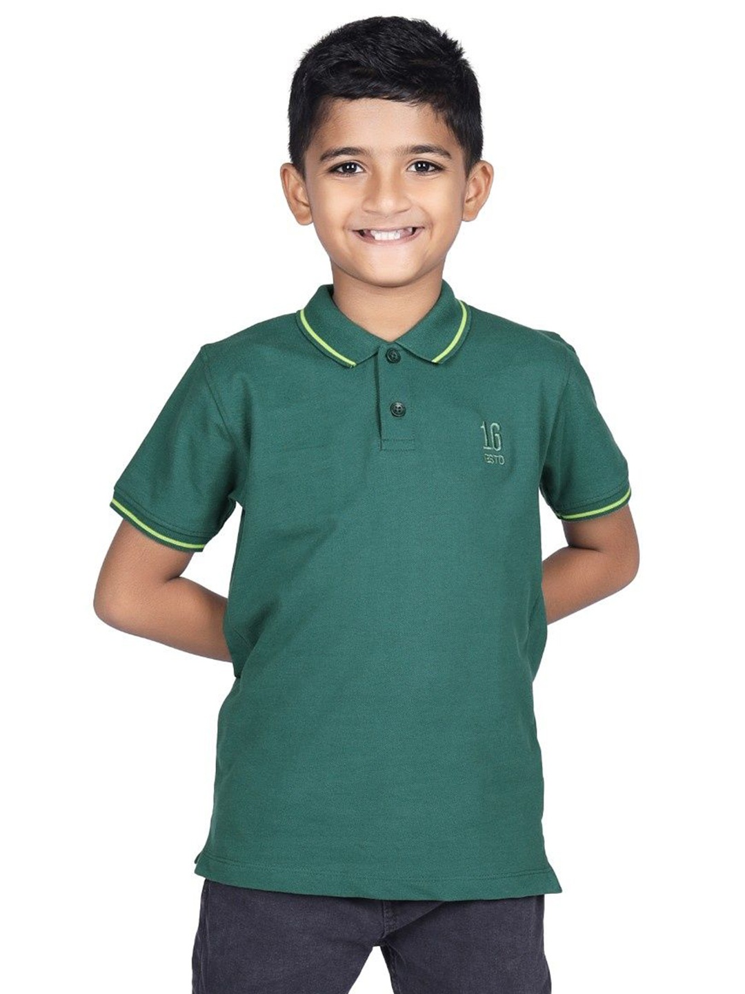 

CRAZYPENGUIN ELITE Boys Polo Collar T-shirt, Green