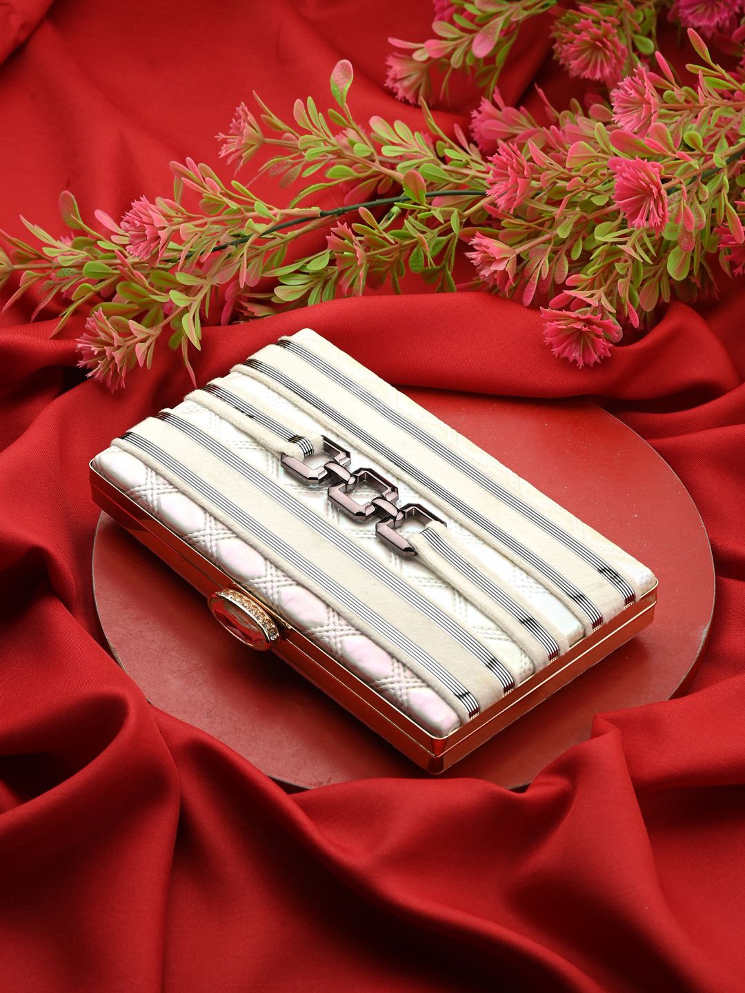 

DressBerry Embellished Box Clutch, White