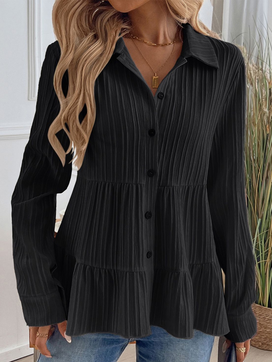 

StyleCast x Revolte Women Opaque Casual Shirt, Black