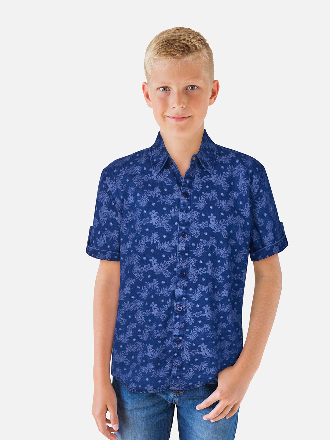 

Gini and Jony Boys Standard Floral Opaque Printed Casual Shirt, Blue
