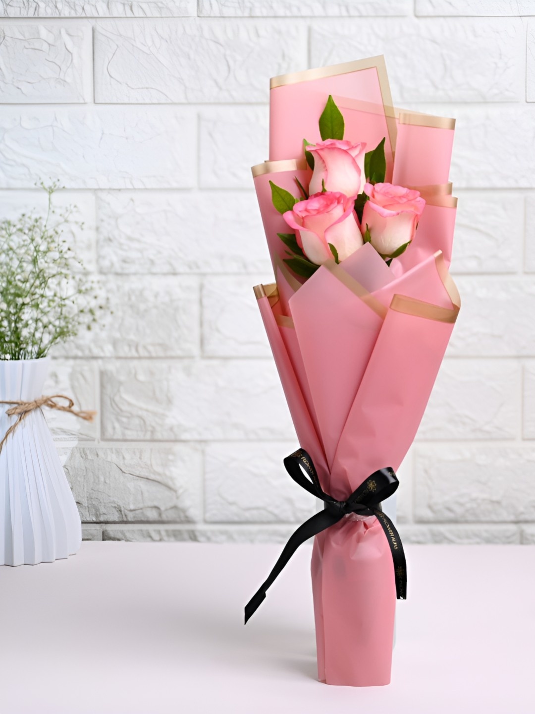 

Floweraura 3-Pcs Pink Roses Fresh Flowers Bouquet