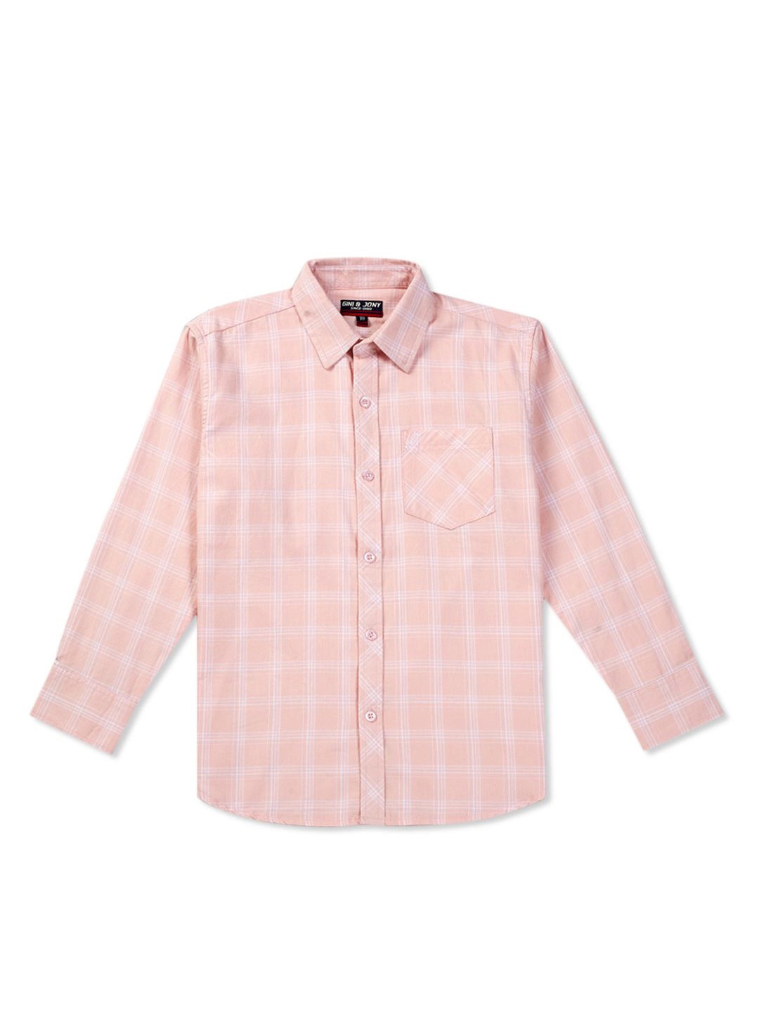

Gini and Jony Boys Standard Gingham Checks Opaque Checked Casual Shirt, Pink
