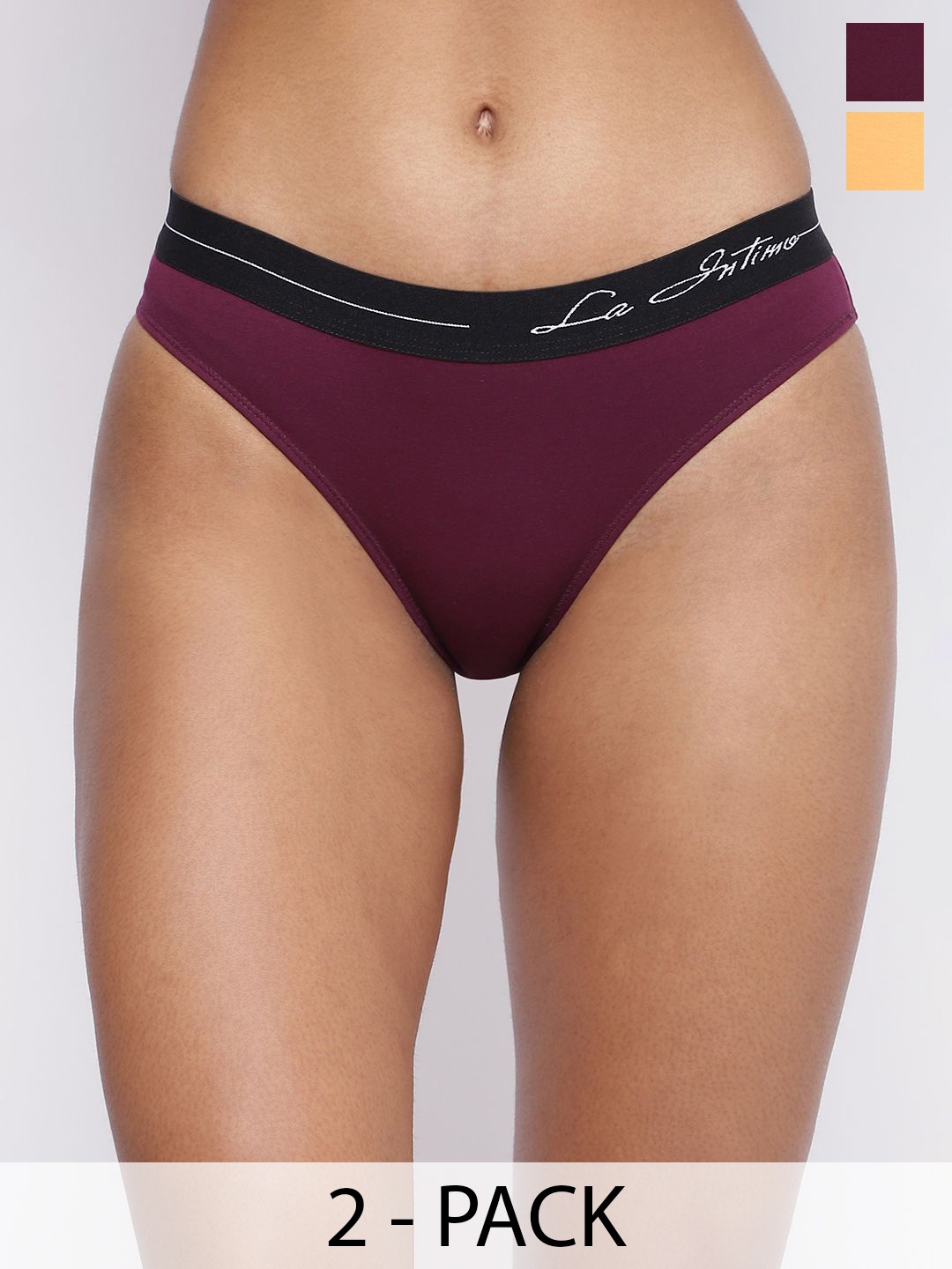 

La Intimo Pack Of 2 Anti Microbial Low Rise Bikini Briefs, Purple