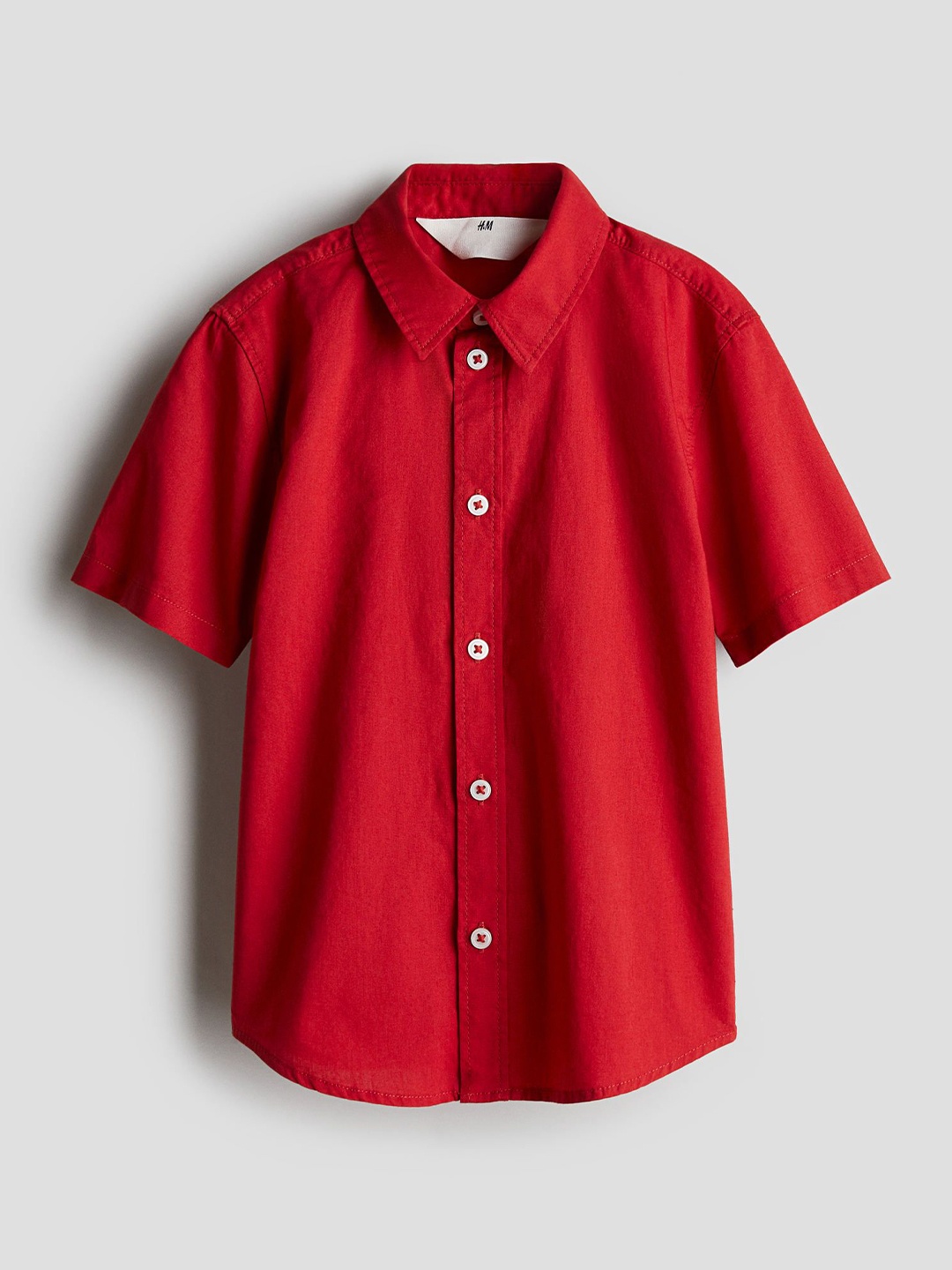 

H&M Boys Pure Cotton Short-Sleeved Shirt, Red