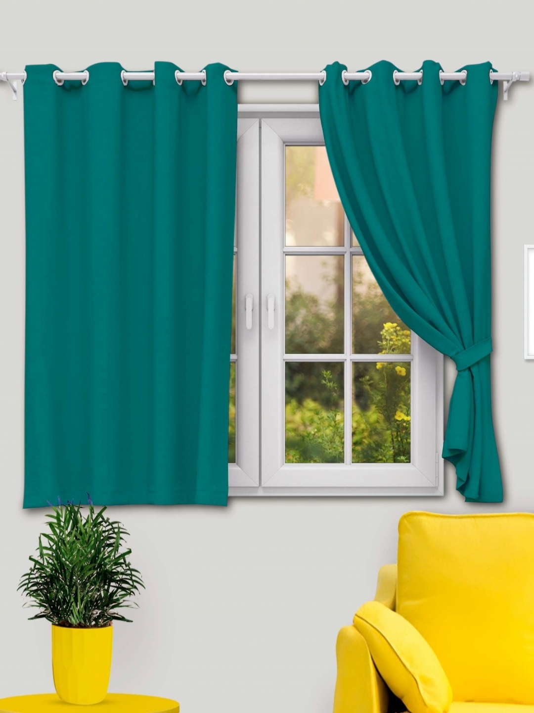 

10club Teal 2 Pieces Black Out Window Curtains