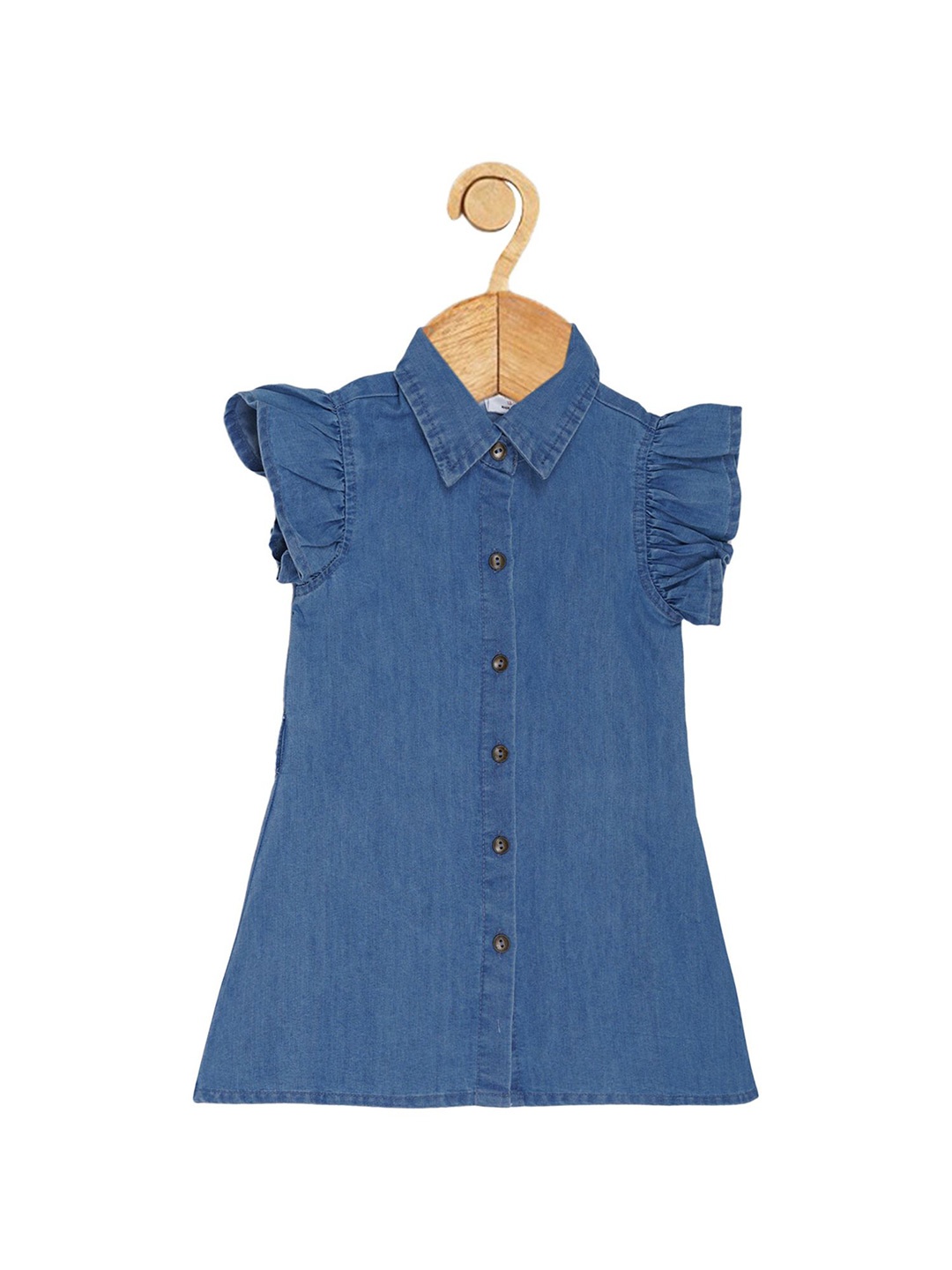 

Creative Kids Flutter Sleeve Denim A-Line Dress, Blue