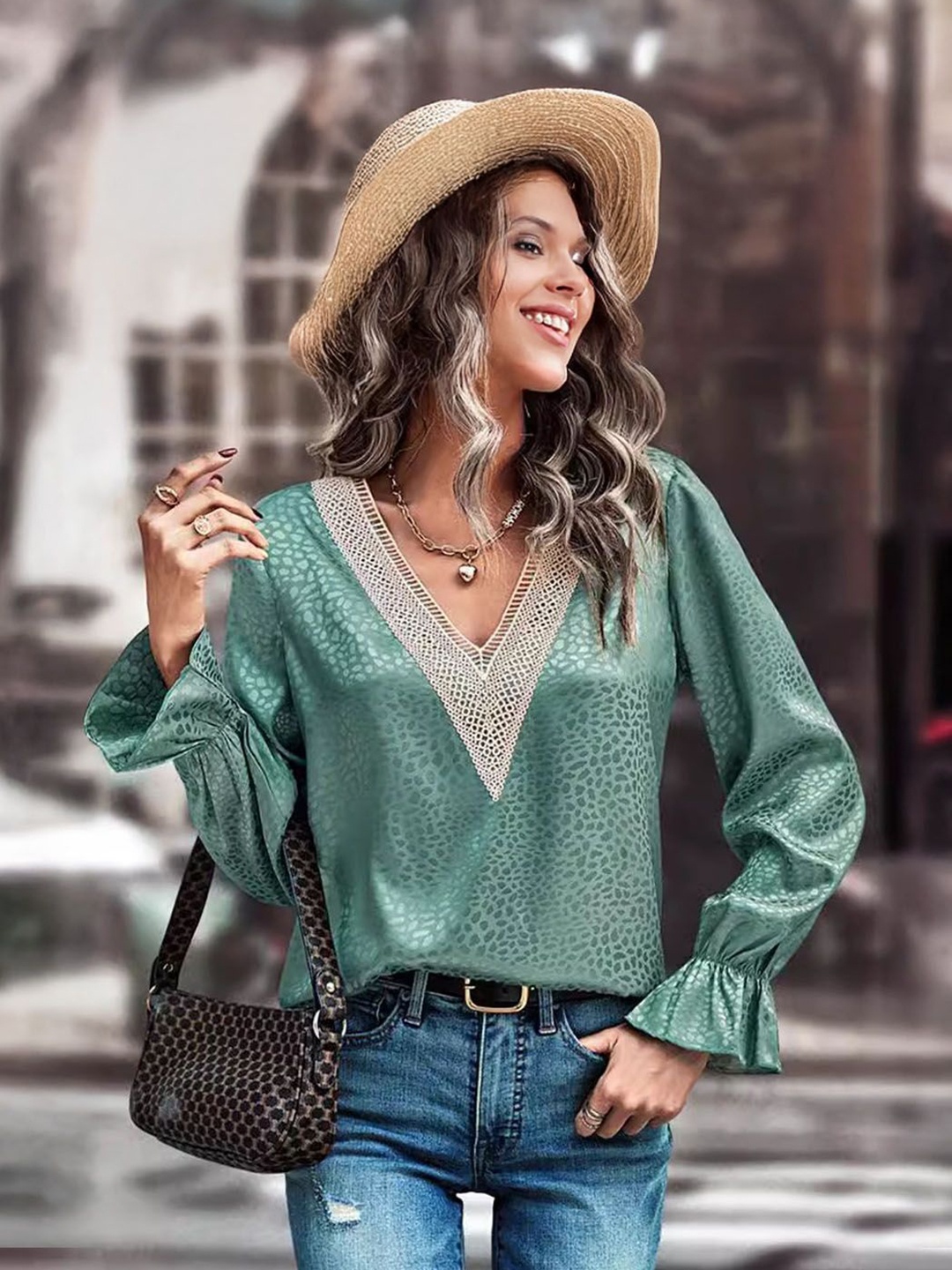 

StyleCast Women Animal Printed Regular Top, Green