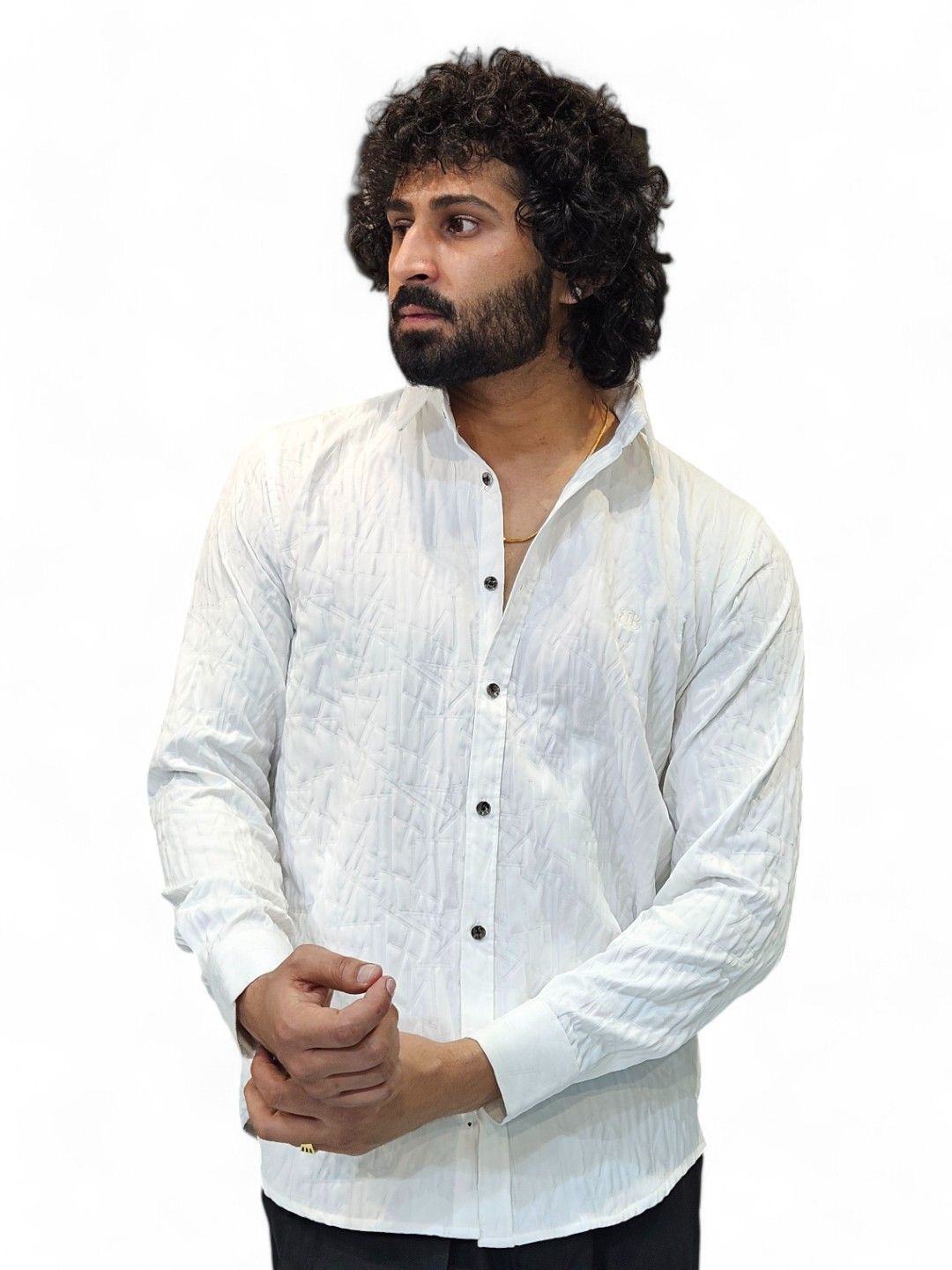 

BOTABOCHI Men Comfort Opaque Casual Shirt, White
