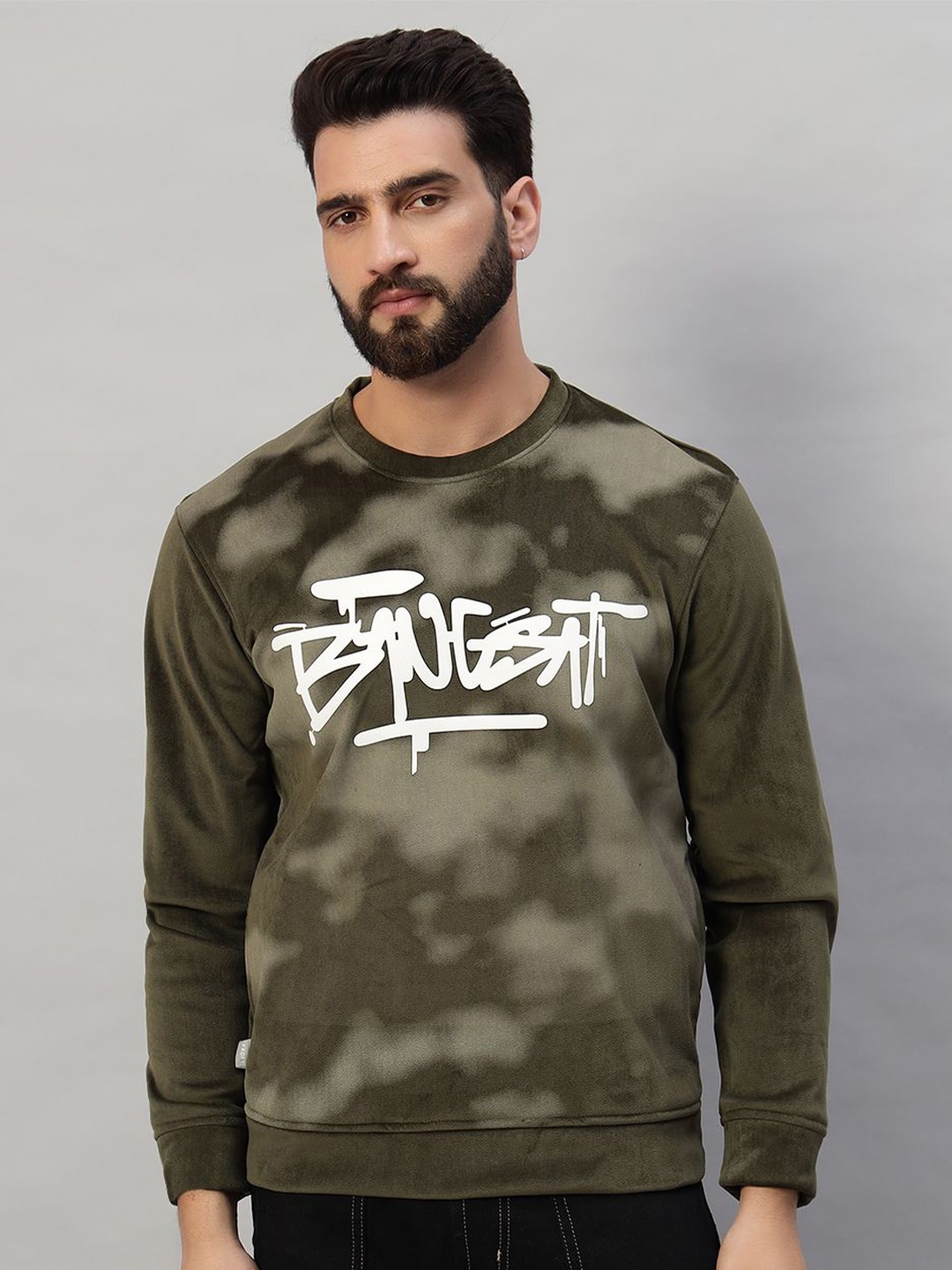 

PROFY Men Graphic Printed Pullover Sweatshirt, Olive