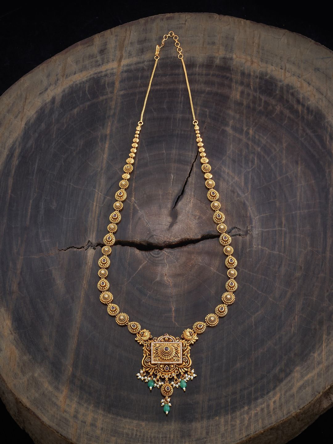 

Kushal's Fashion Jewellery Gold-Plated Stone Studded Antique Necklace