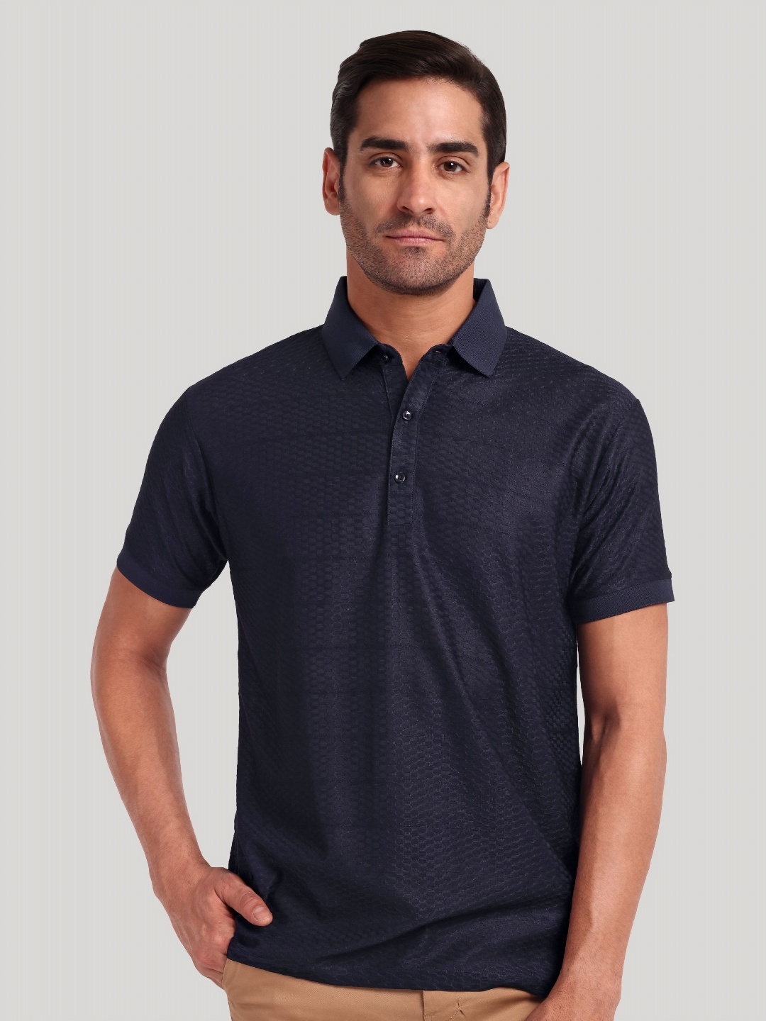 

LUXURIT Men Polo Collar Pockets T-shirt, Blue