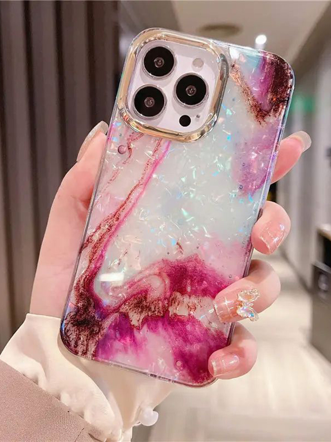 

Luxury Kase Abstract Printed iPhone 13 Pro Max Back Case Mobile Accessories, Rose