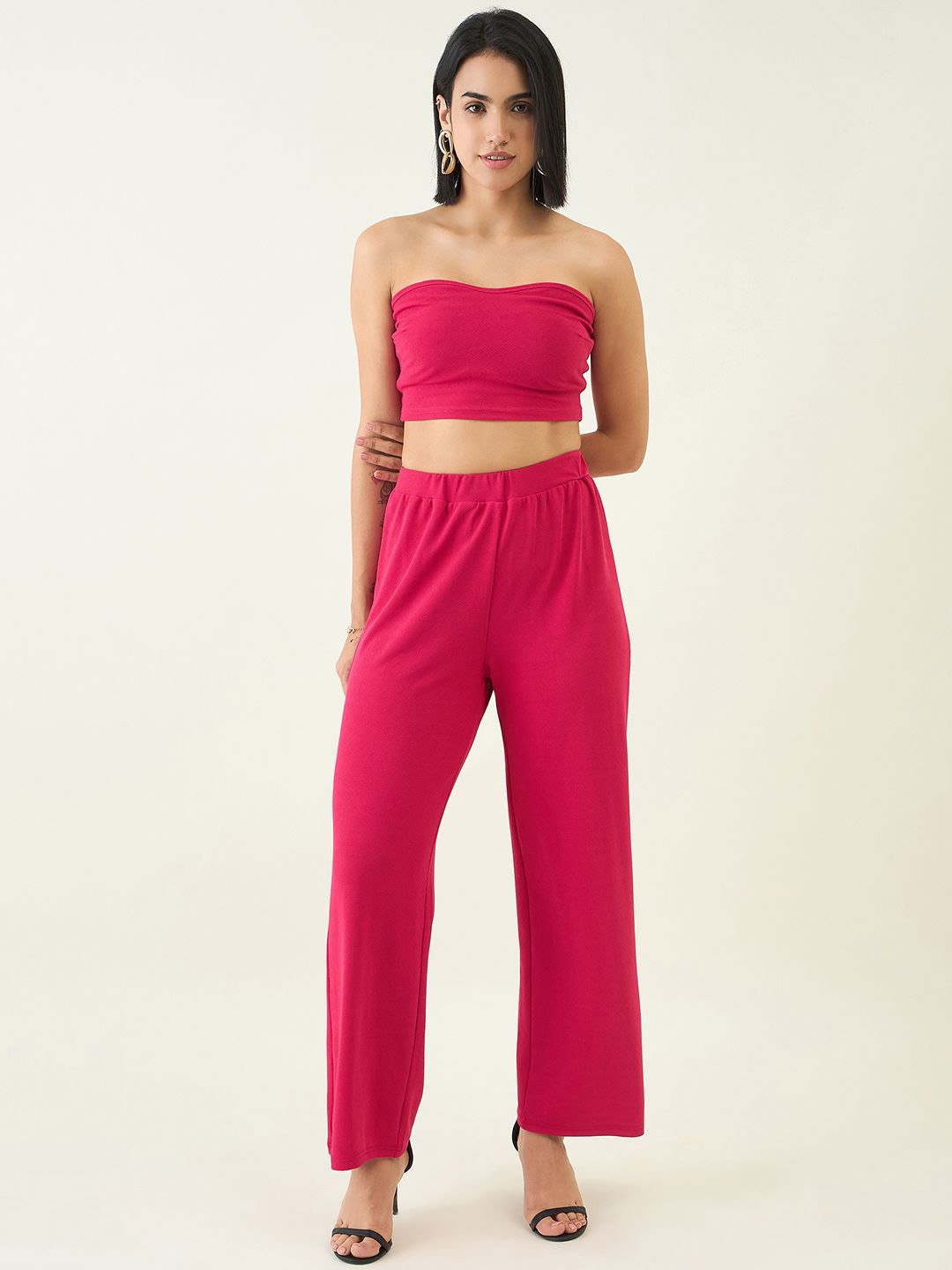 

aayu Off-Shoulder Neck Sleeveless Top With Trouser, Pink