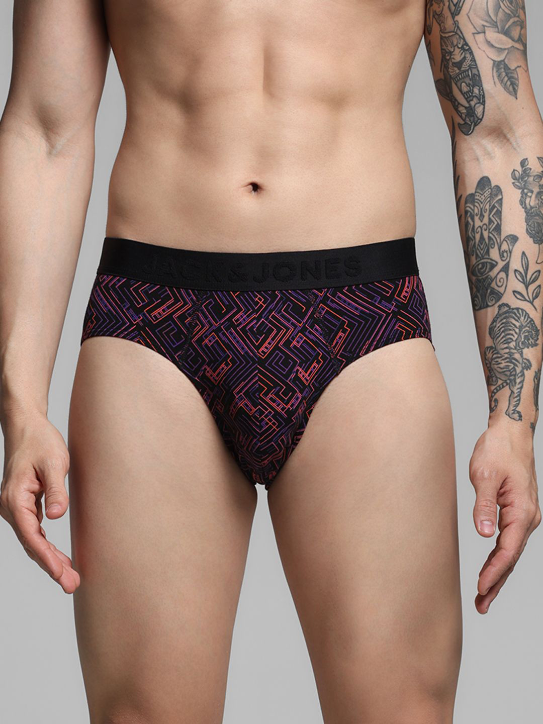 

Jack & Jones Men Printed Mid-Rise Basic Brief 9013157001, Black