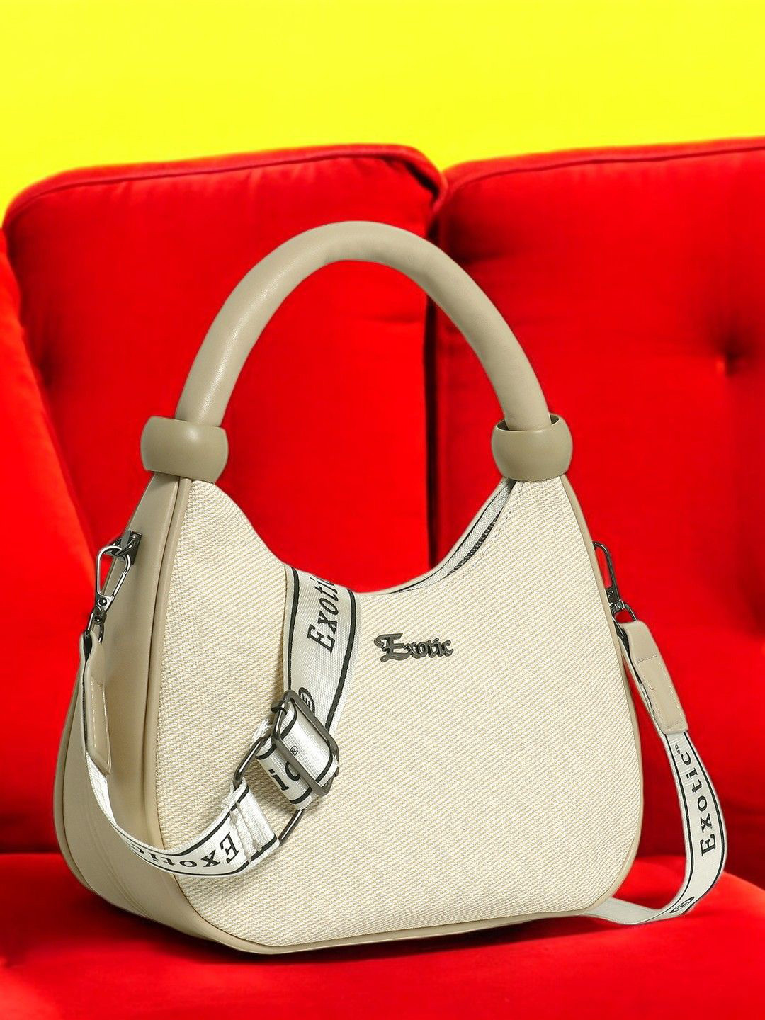 

Exotic Textured Shopper Sling Bag, Beige