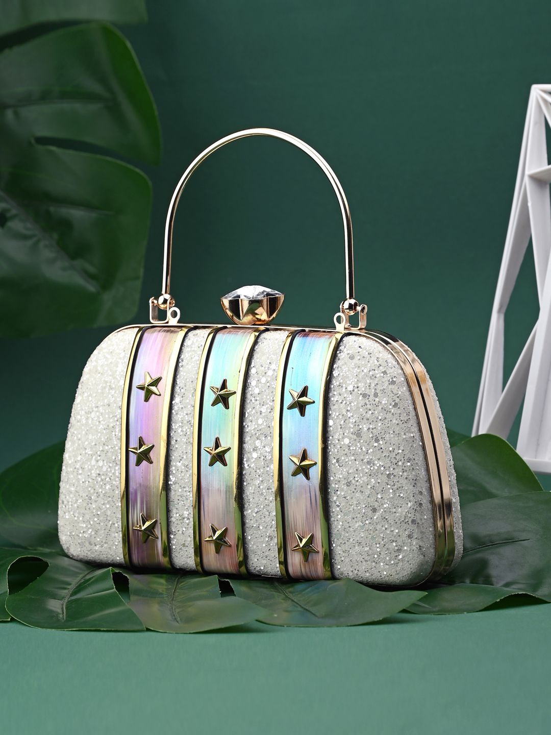 

DressBerry Embellished Box Clutch, White
