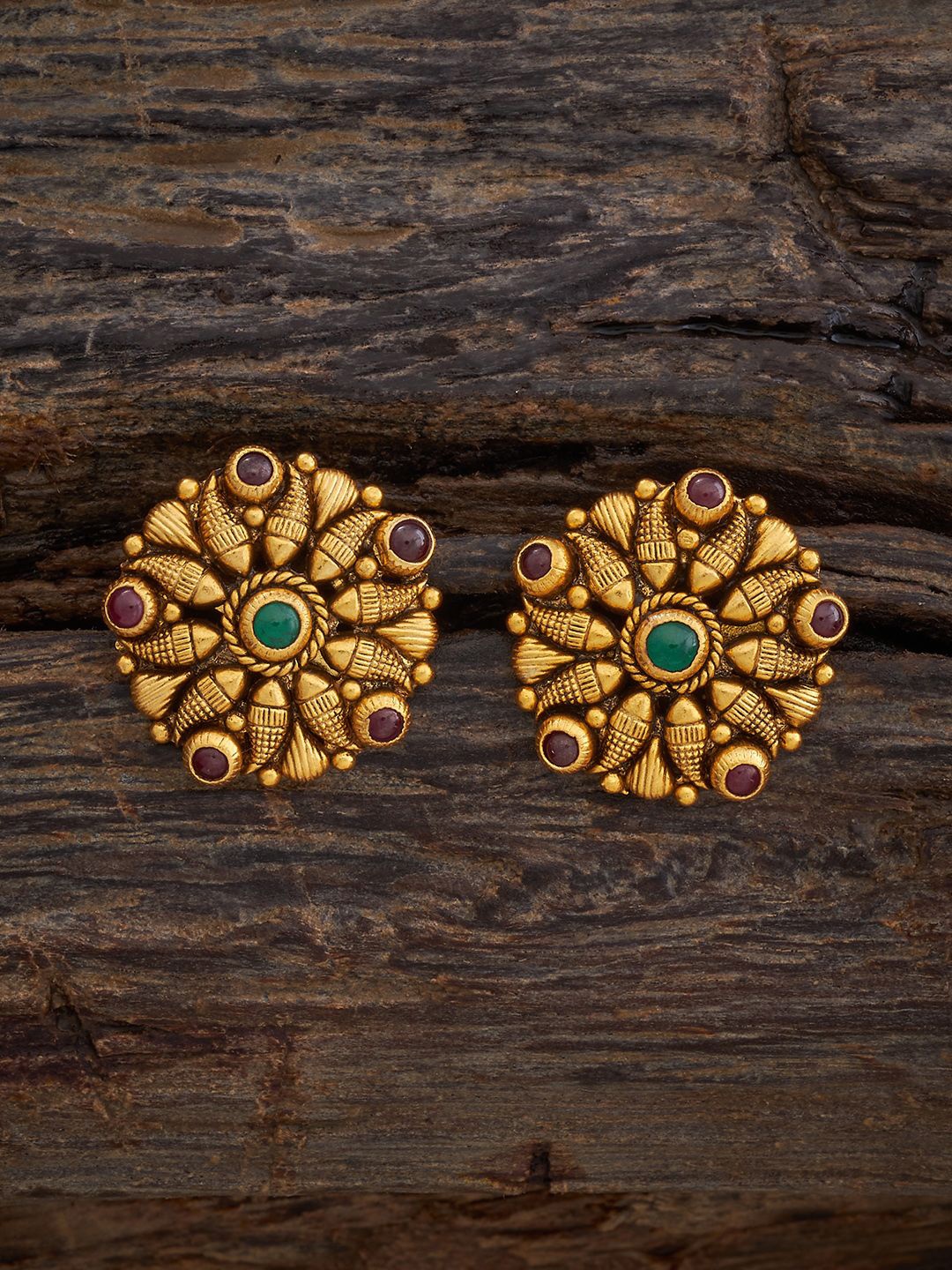 

Kushal's Fashion Jewellery Gold-Plated Floral Studs Earrings