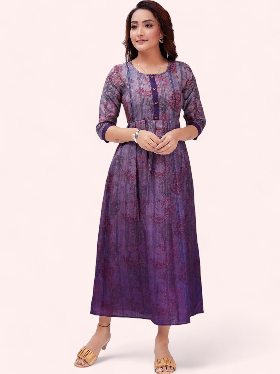 

RITIJYA Women Floral Printed Floral Maternity Anarkali Kurta, Purple