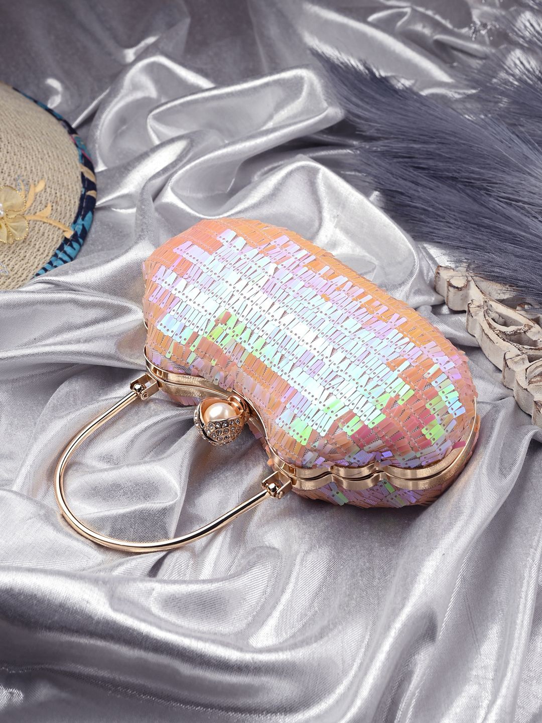 

DressBerry Embellished Box Clutch, Pink