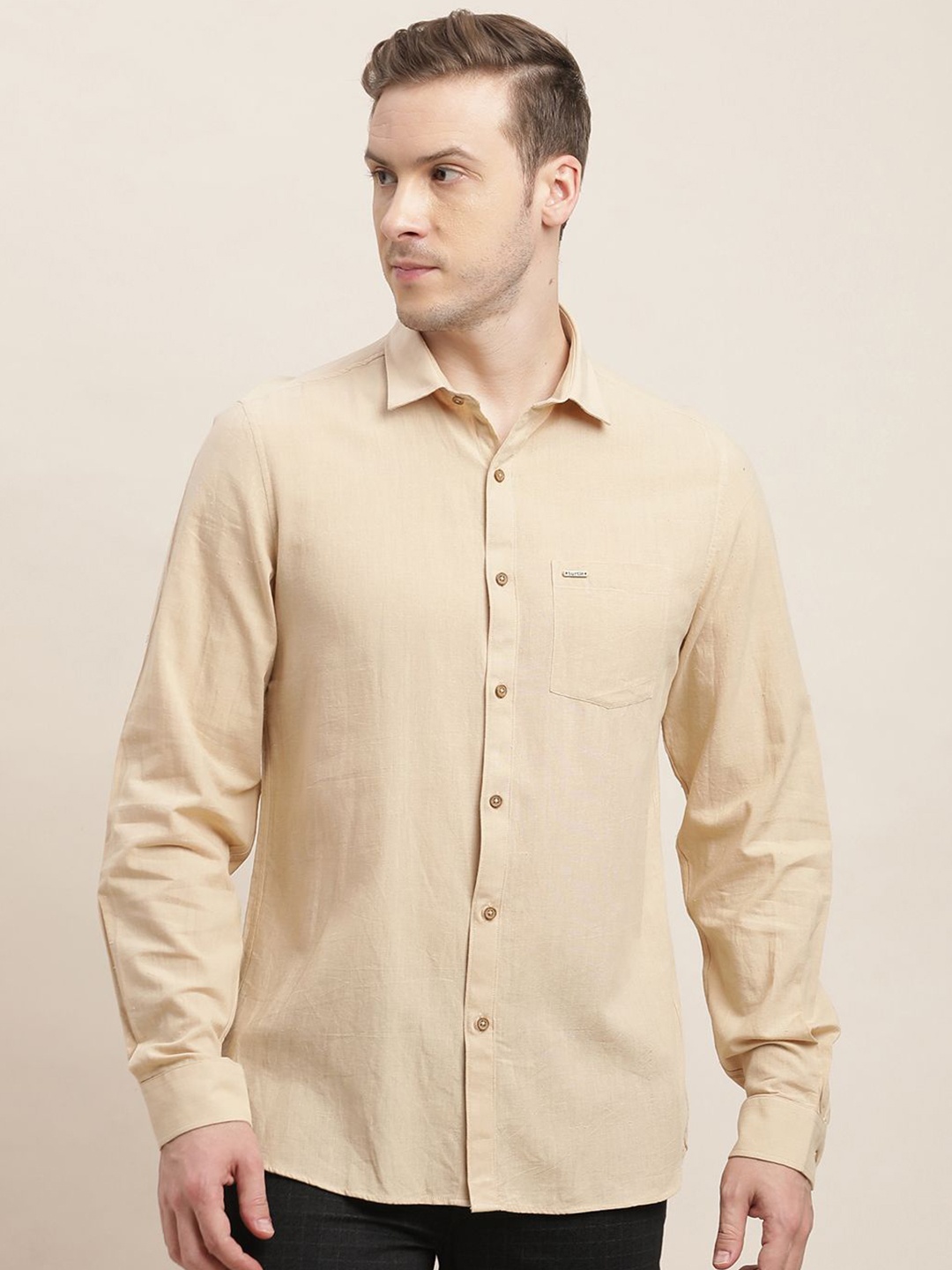 

Turtle Men Relaxed Slim Fit Opaque Casual Shirt, Khaki