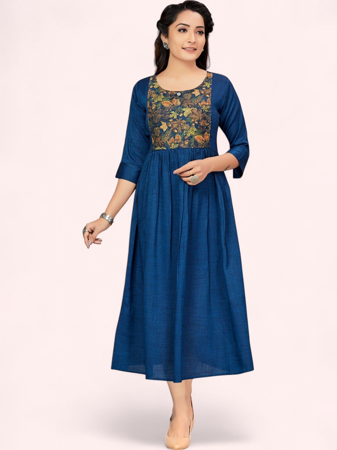 

RITIJYA Women Printed Floral Maternity Anarkali Kurta, Blue