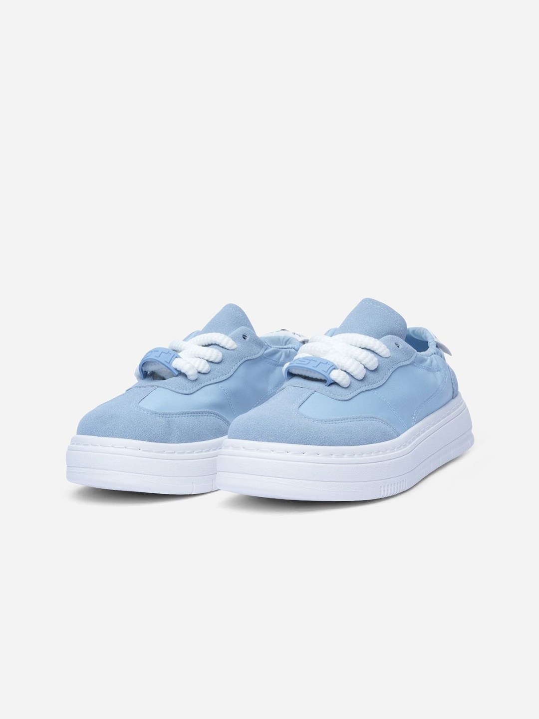 

Solethreads Women Lace-Ups Round Toe PU Sneakers, Blue
