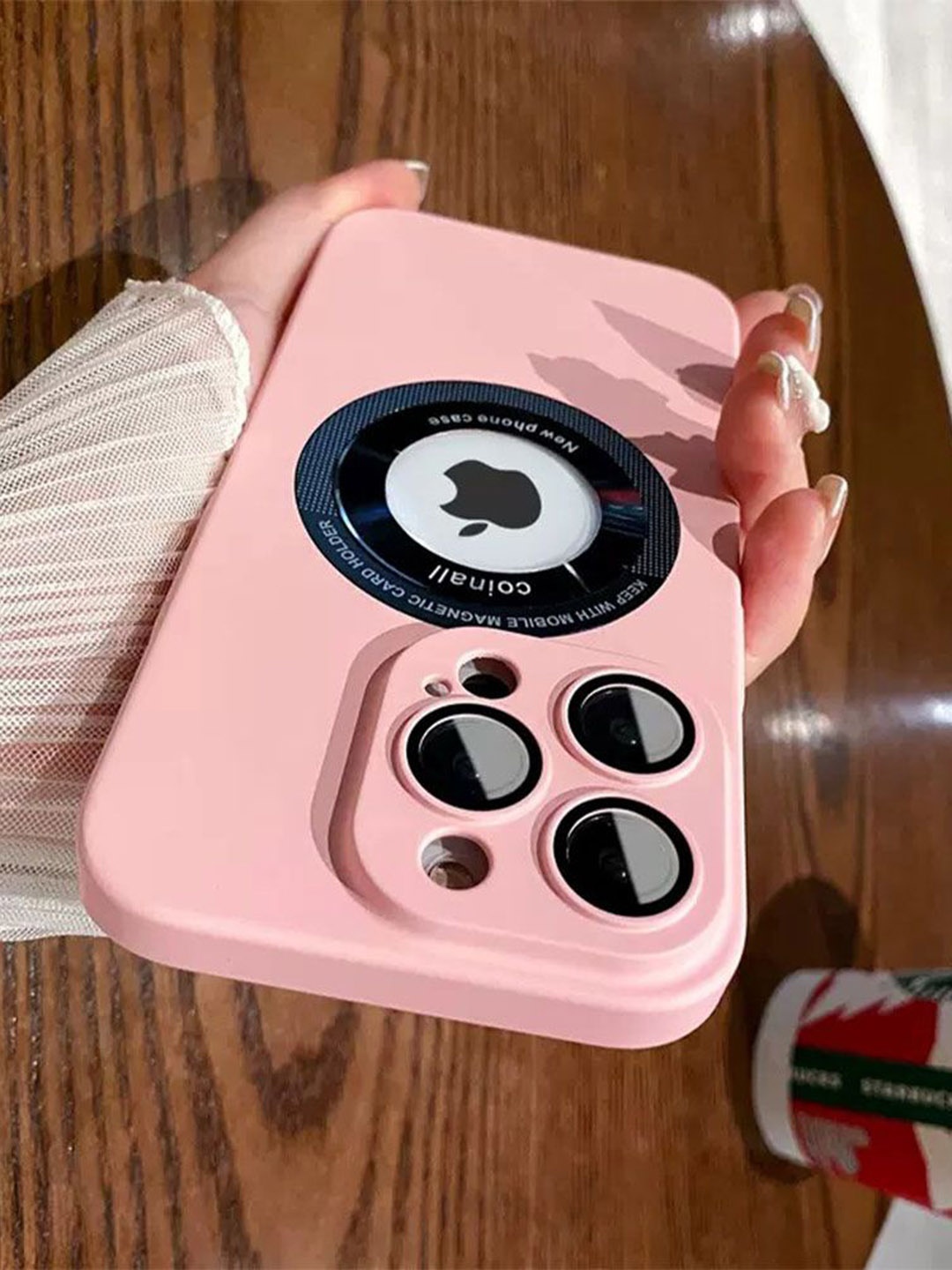 

Luxury Kase Solid Printed iPhone 15 Pro Max Back Case Mobile Accessories, Pink