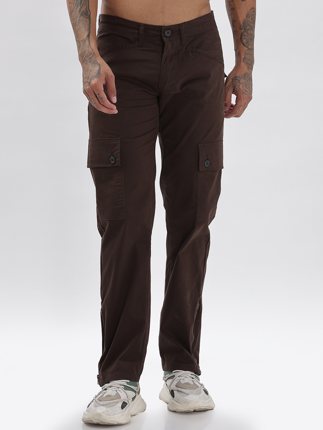 

BEVDAAS Men Comfort High-Rise Jeans, Brown