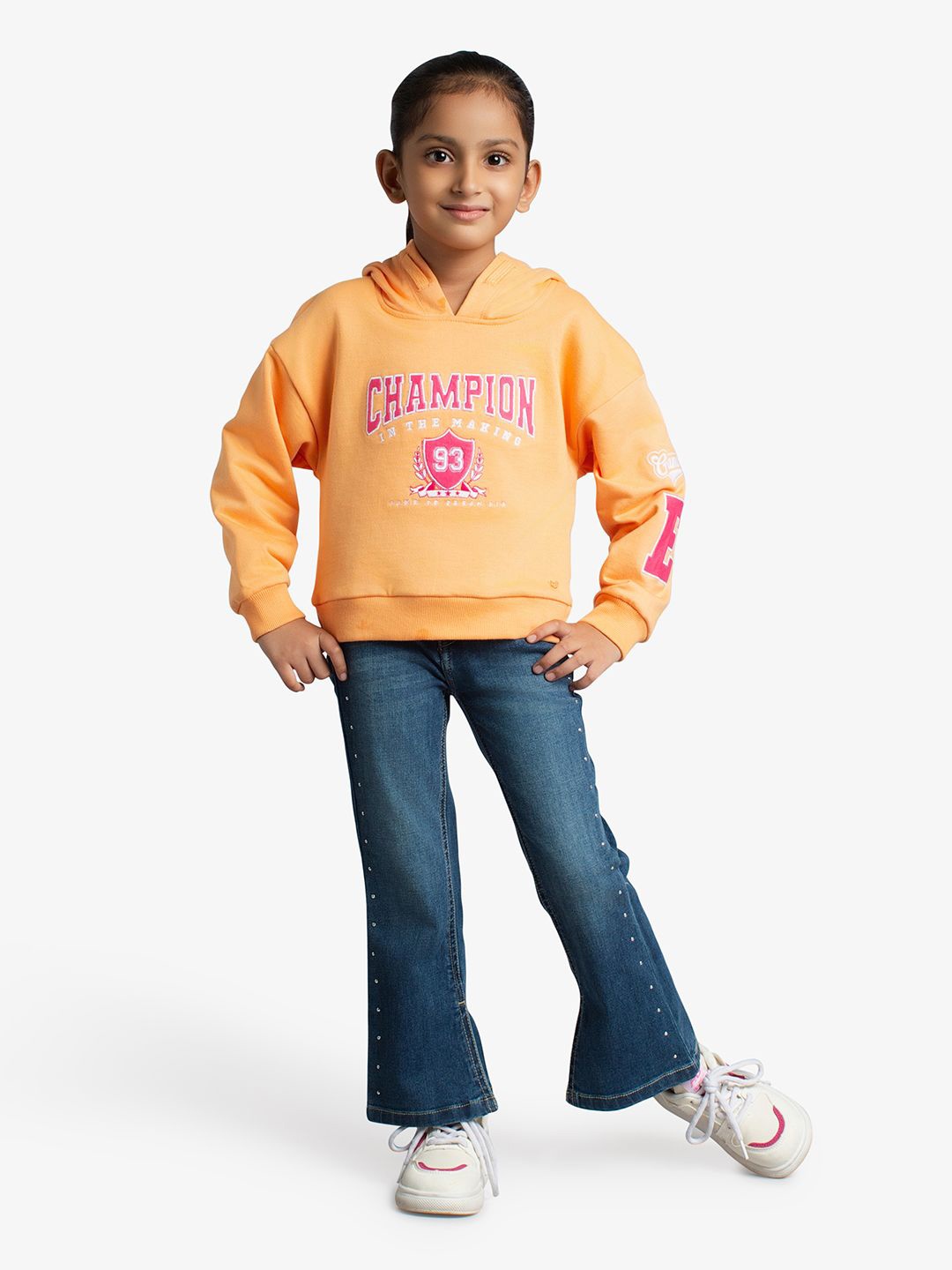 

Ed-a-Mamma Girls Printed Hooded Sweatshirt, Orange
