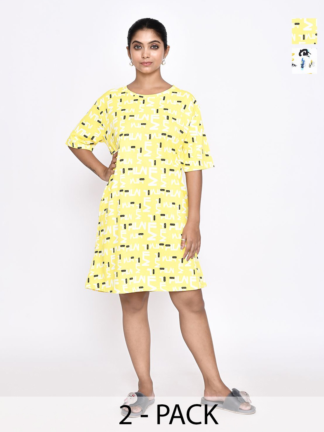 

RAPL Printed Nightdress, Yellow