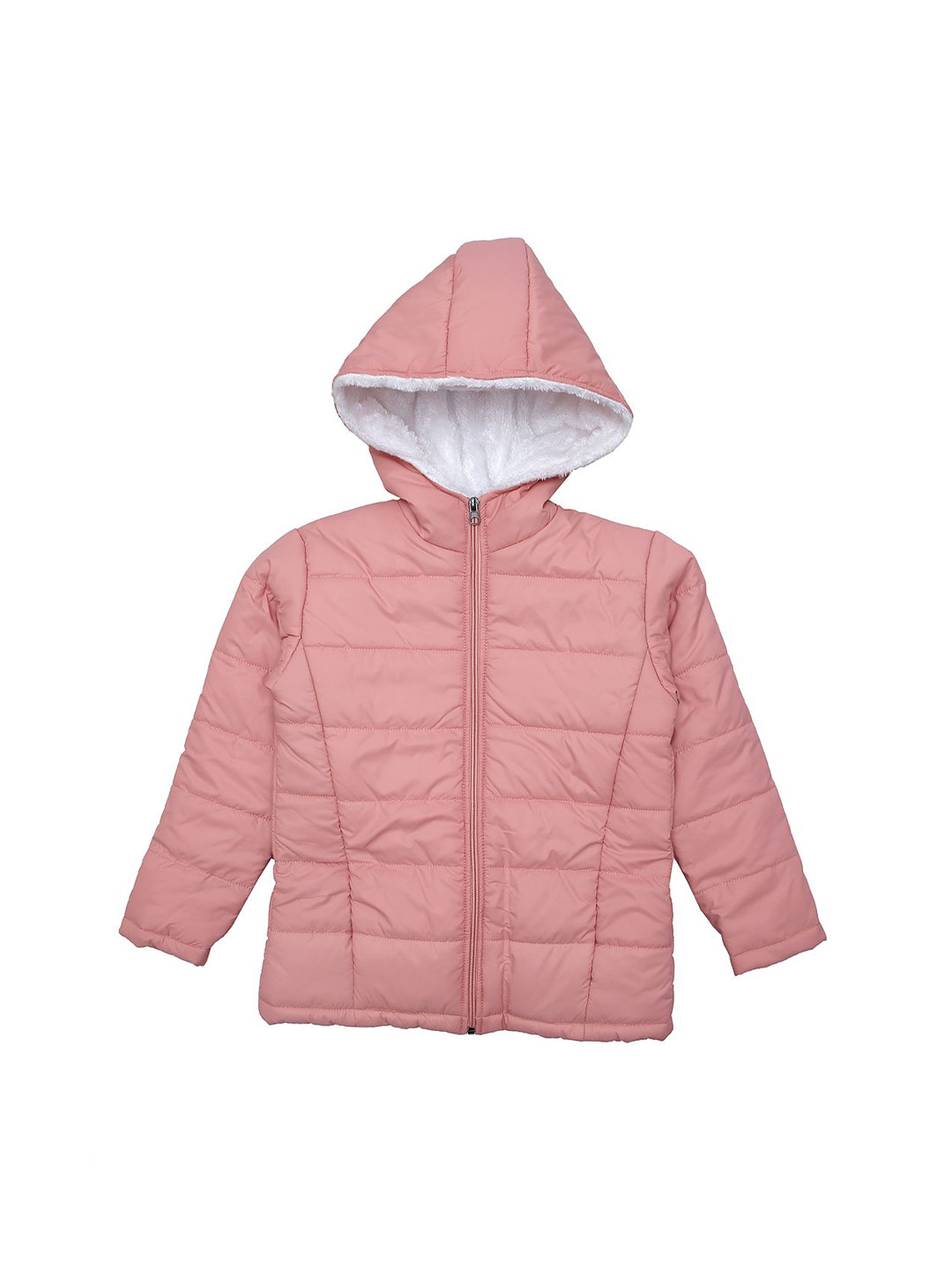 

White Snow Girls Quilted Jacket, Peach