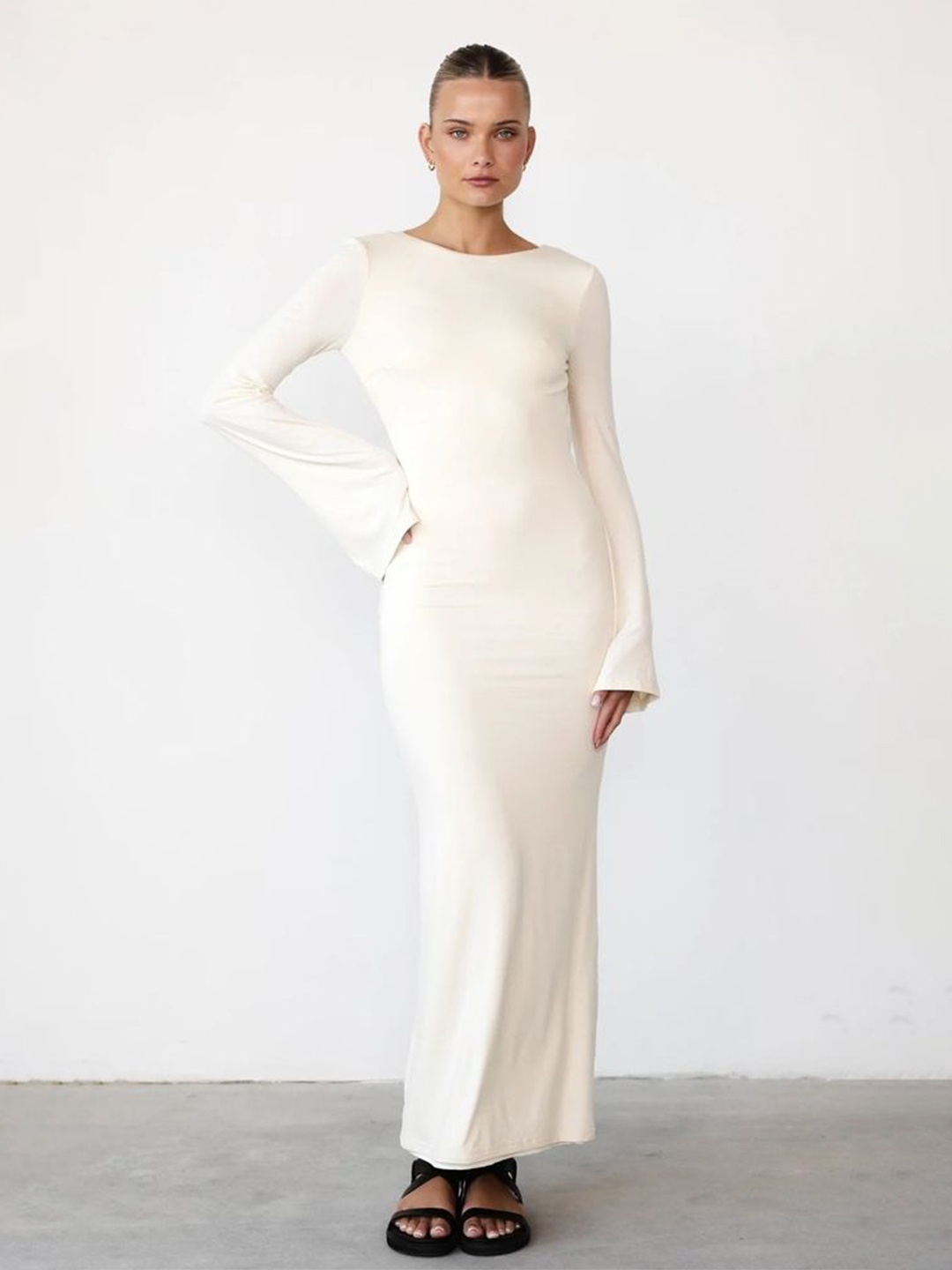 

LULU & SKY Women Long Sleeves Maxi Dress, White
