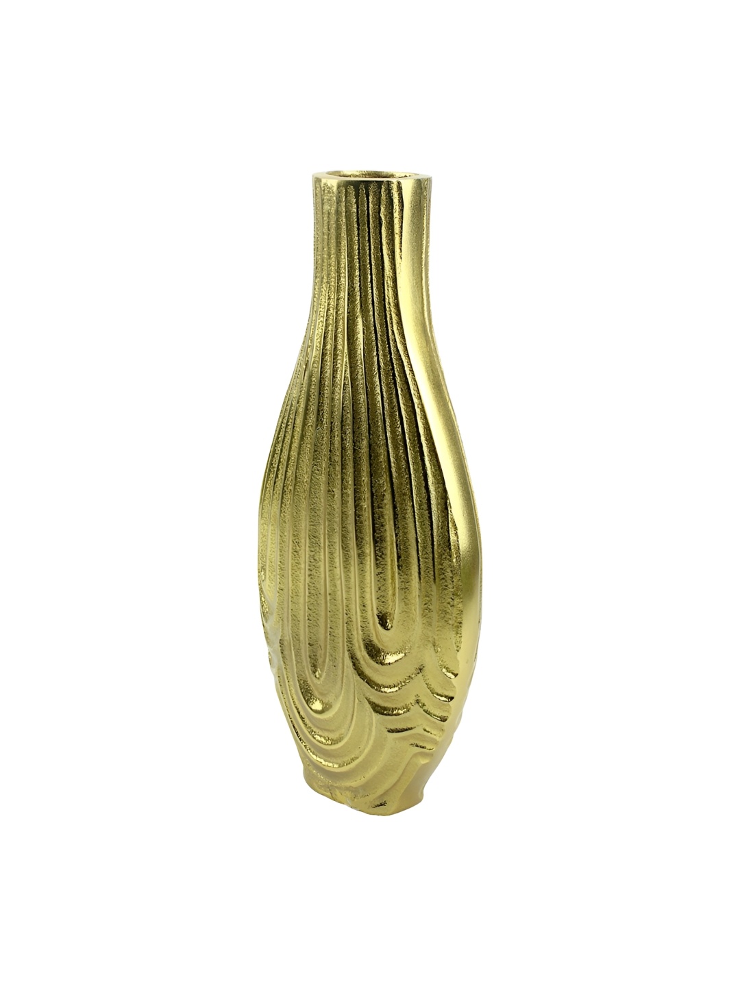 

Hind Decor Yellow Textured Aluminium Flower Vase, Gold