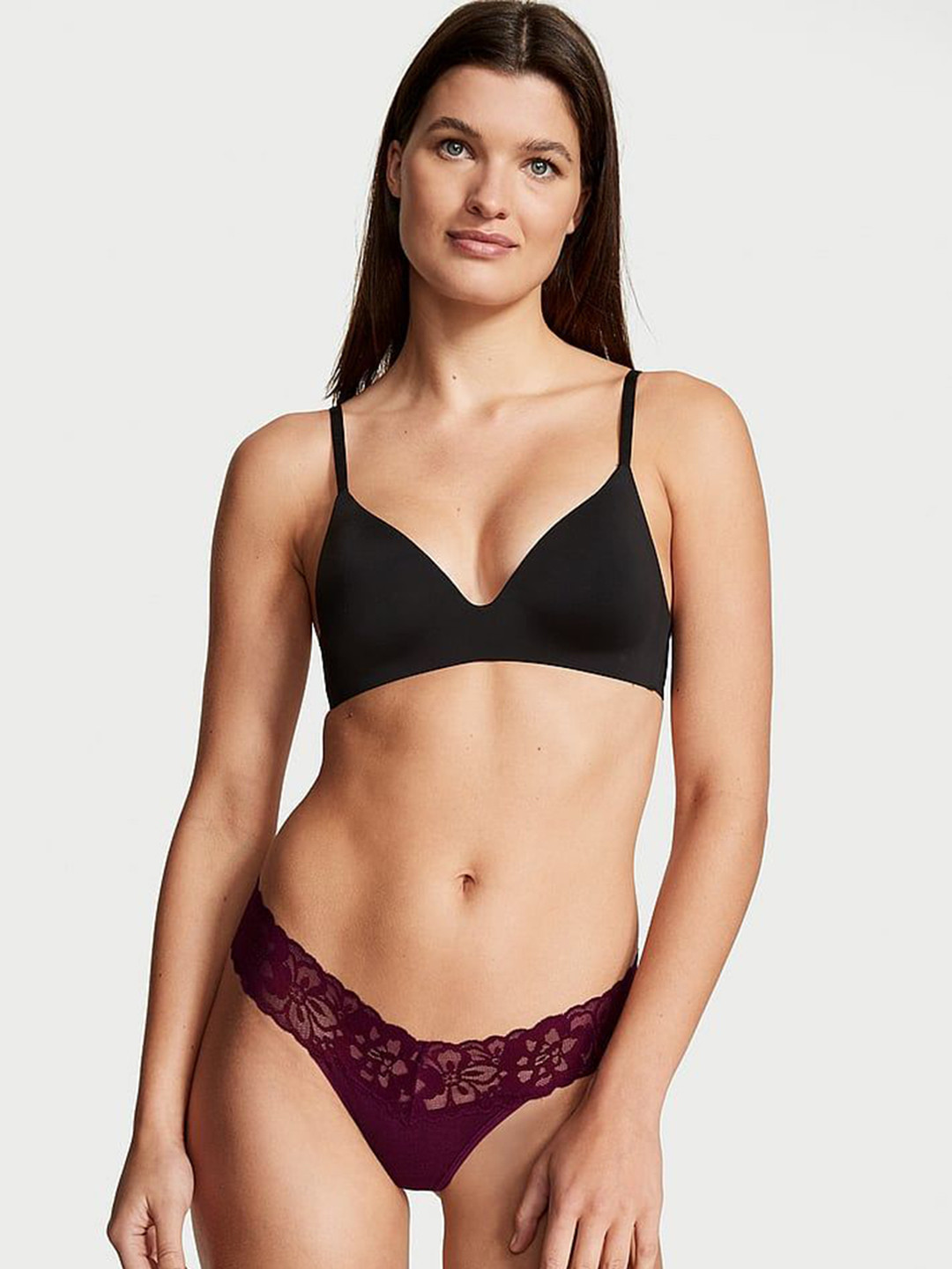 

Victoria's Secret Self Design Low Rise Lace Thong Briefs 1115061128P7, Maroon