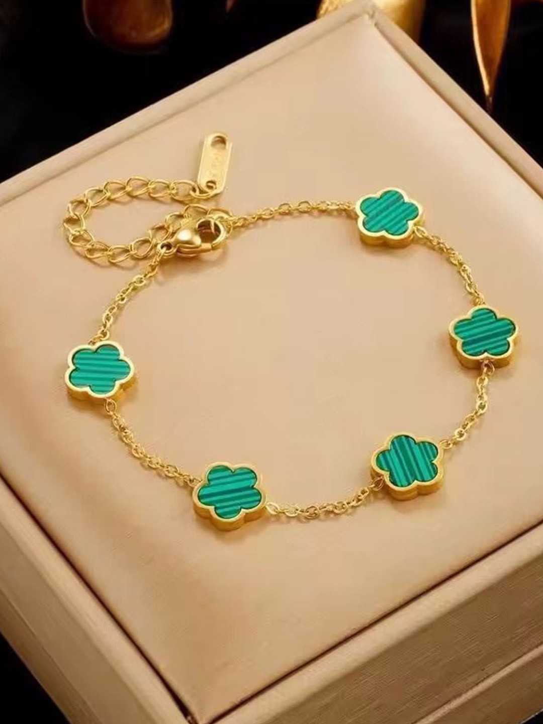 

MEENAZ Women American Diamond Antique Gold-Plated Wraparound Bracelet