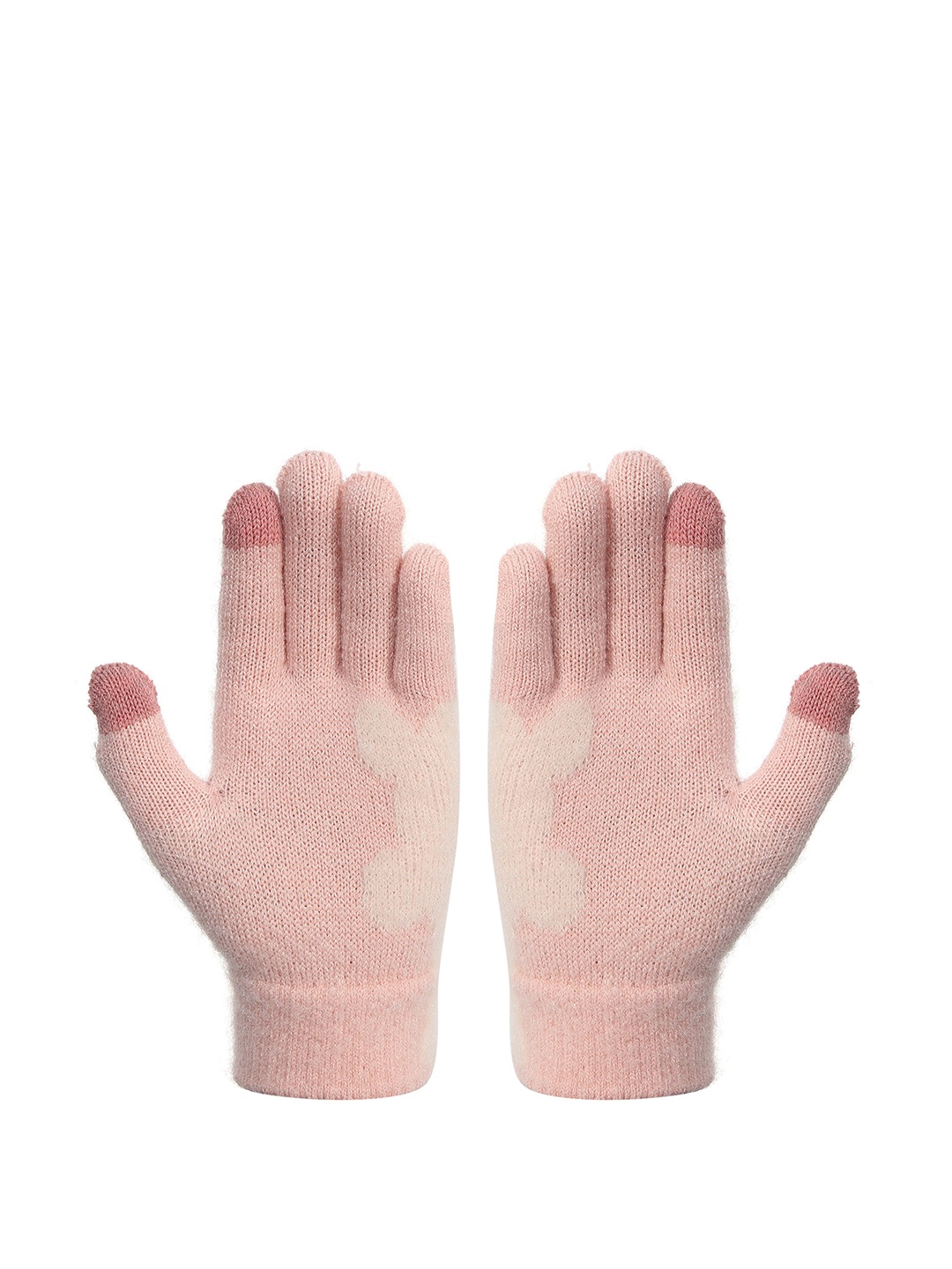 

FabSeasons Kids Patterned Acrylic Winter Gloves, Pink