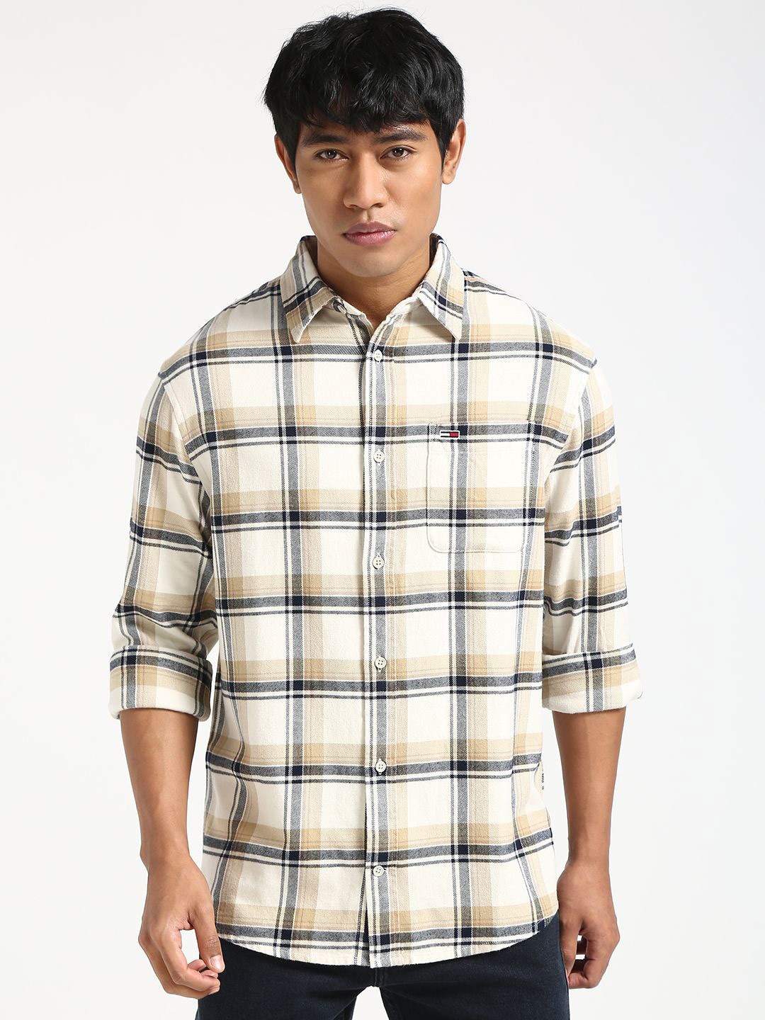 

Tommy Hilfiger Men Tartan Checks Opaque Casual Shirt, Beige